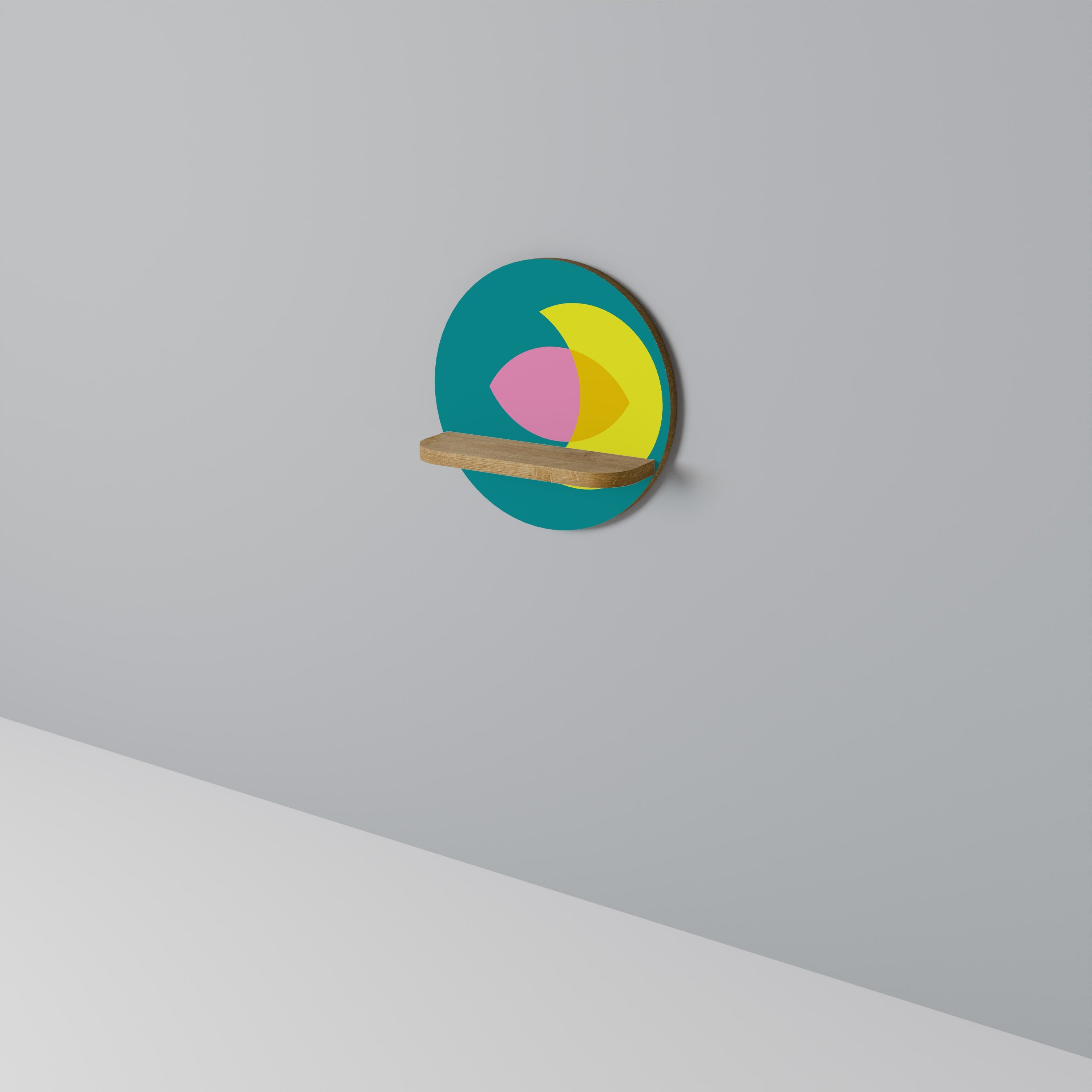 SPIRITUAL SUPPORT Rundes Kunstregal in Eiche-Optik