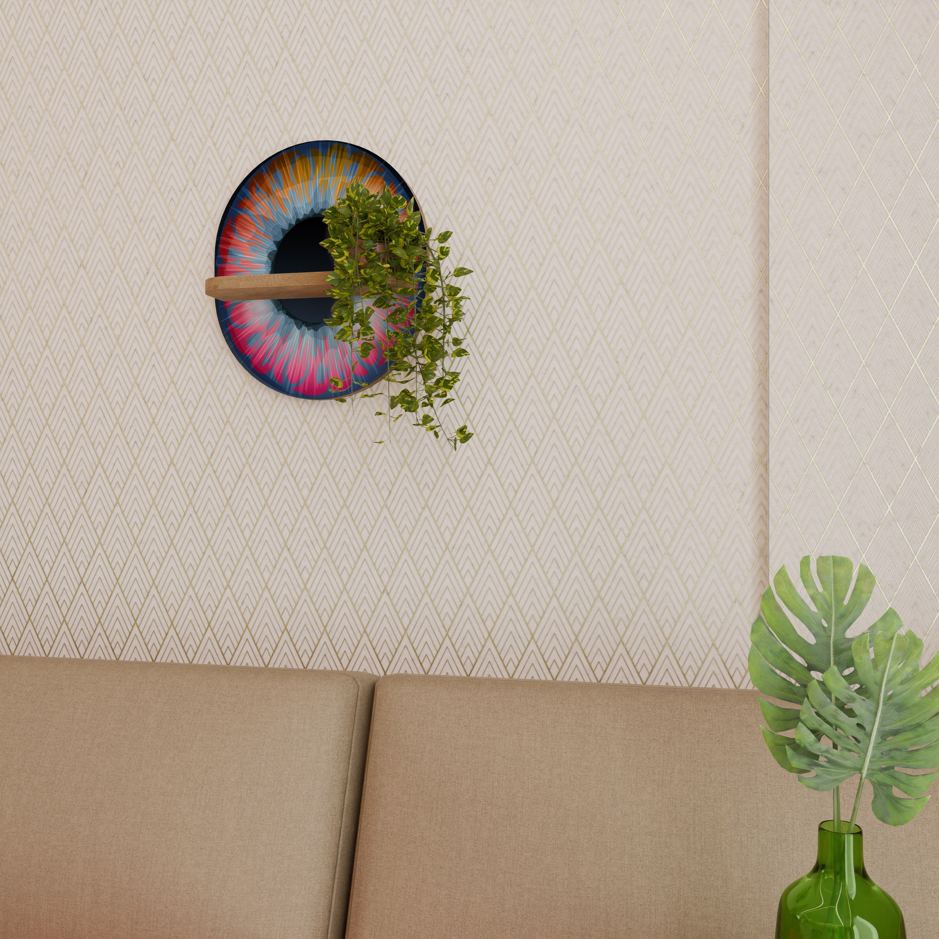 FANTASY EYE Ovales Kunstregal in Eichenoptik