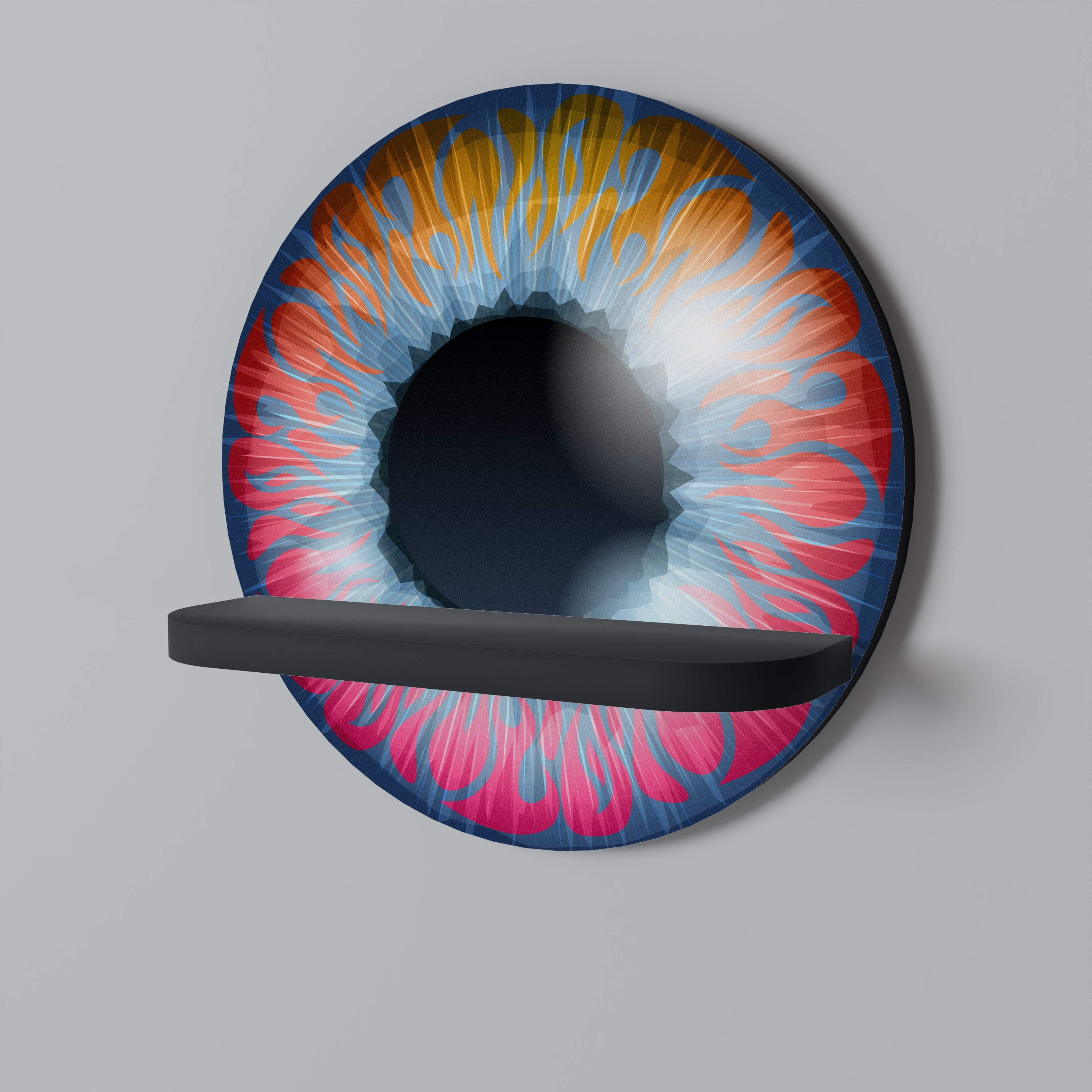 FANTASY EYE Rundes Kunstregal in Schwarz