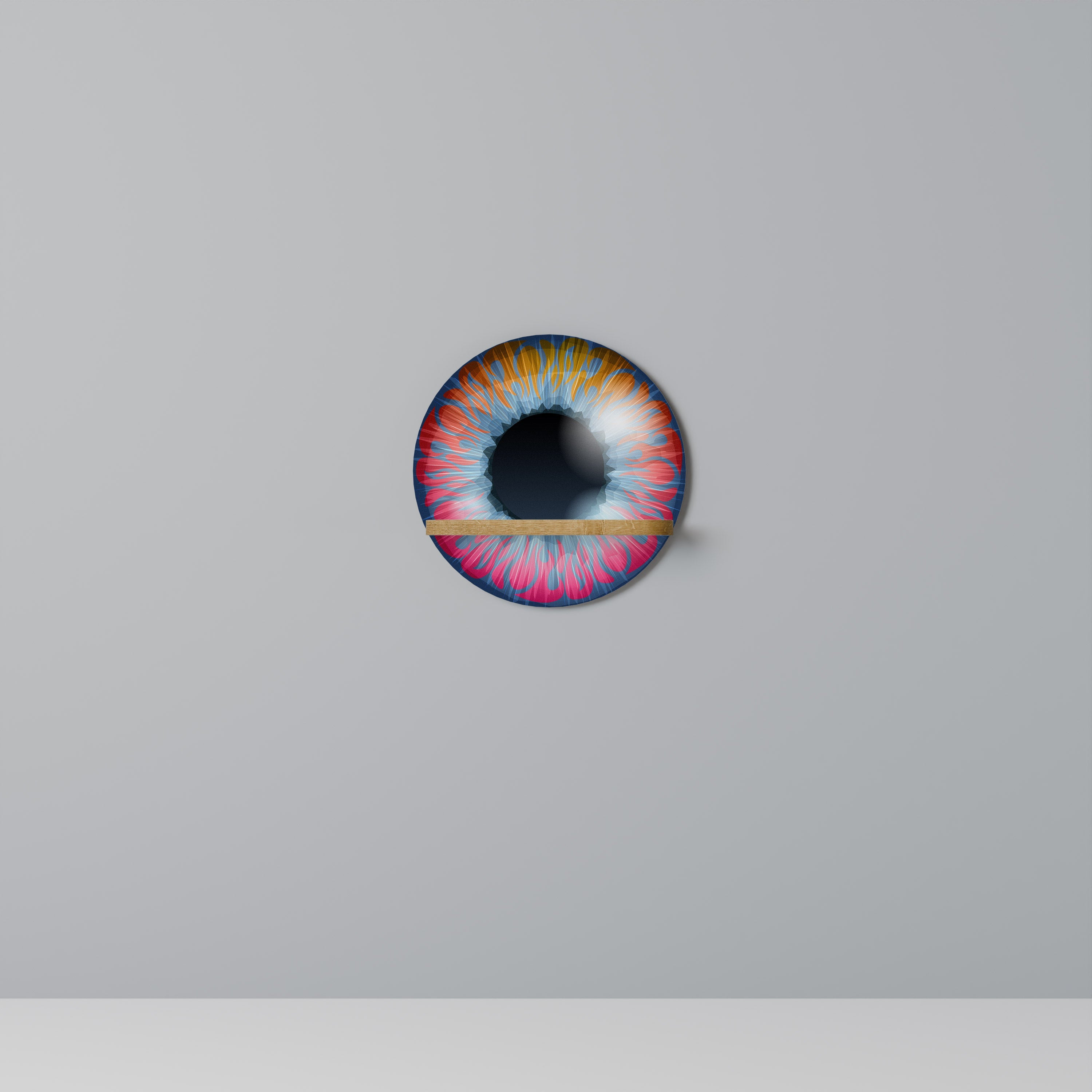 FANTASY EYE Round Art Shelf In Oak Effect