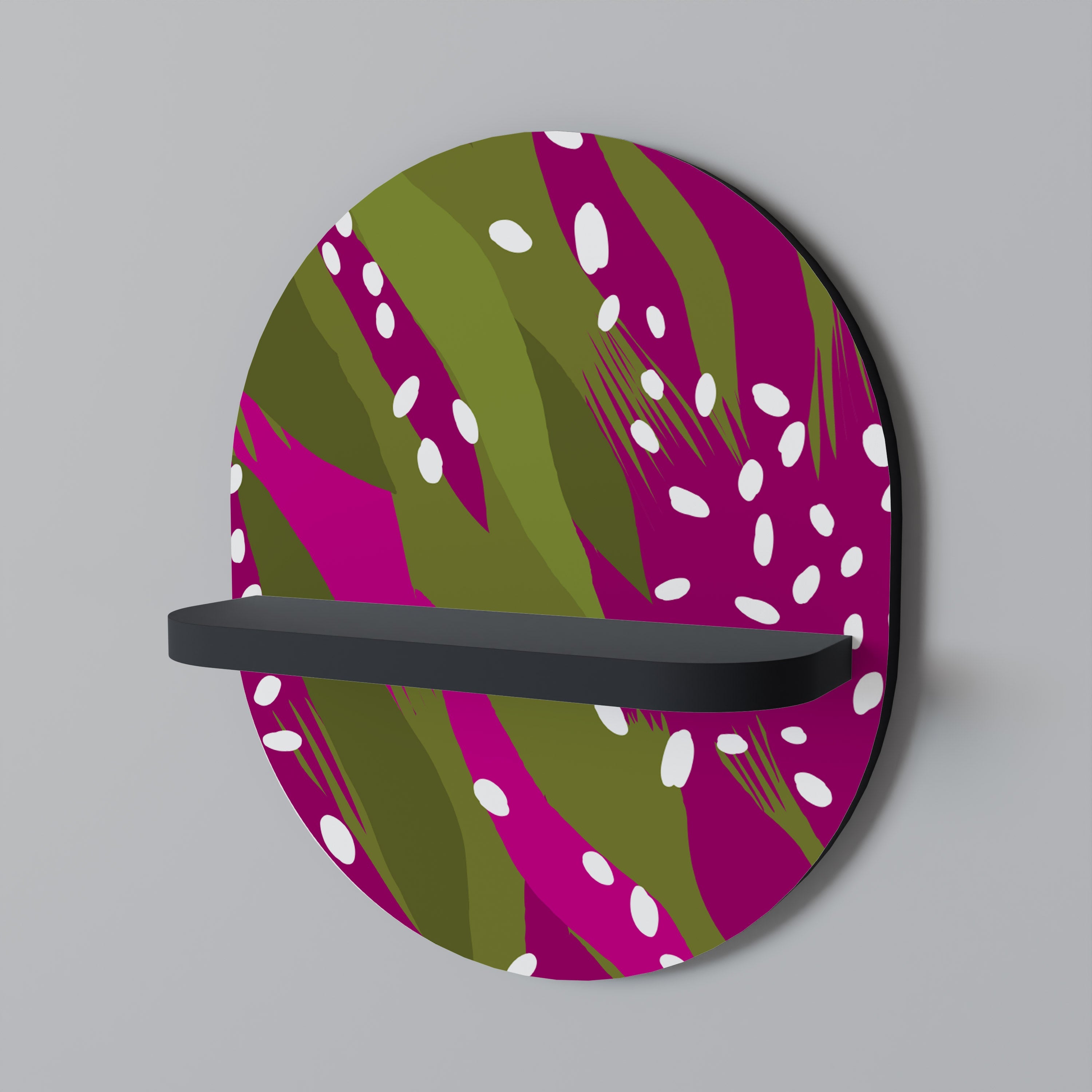 ENCHANTED TIGER Ovales Kunstregal in Schwarz