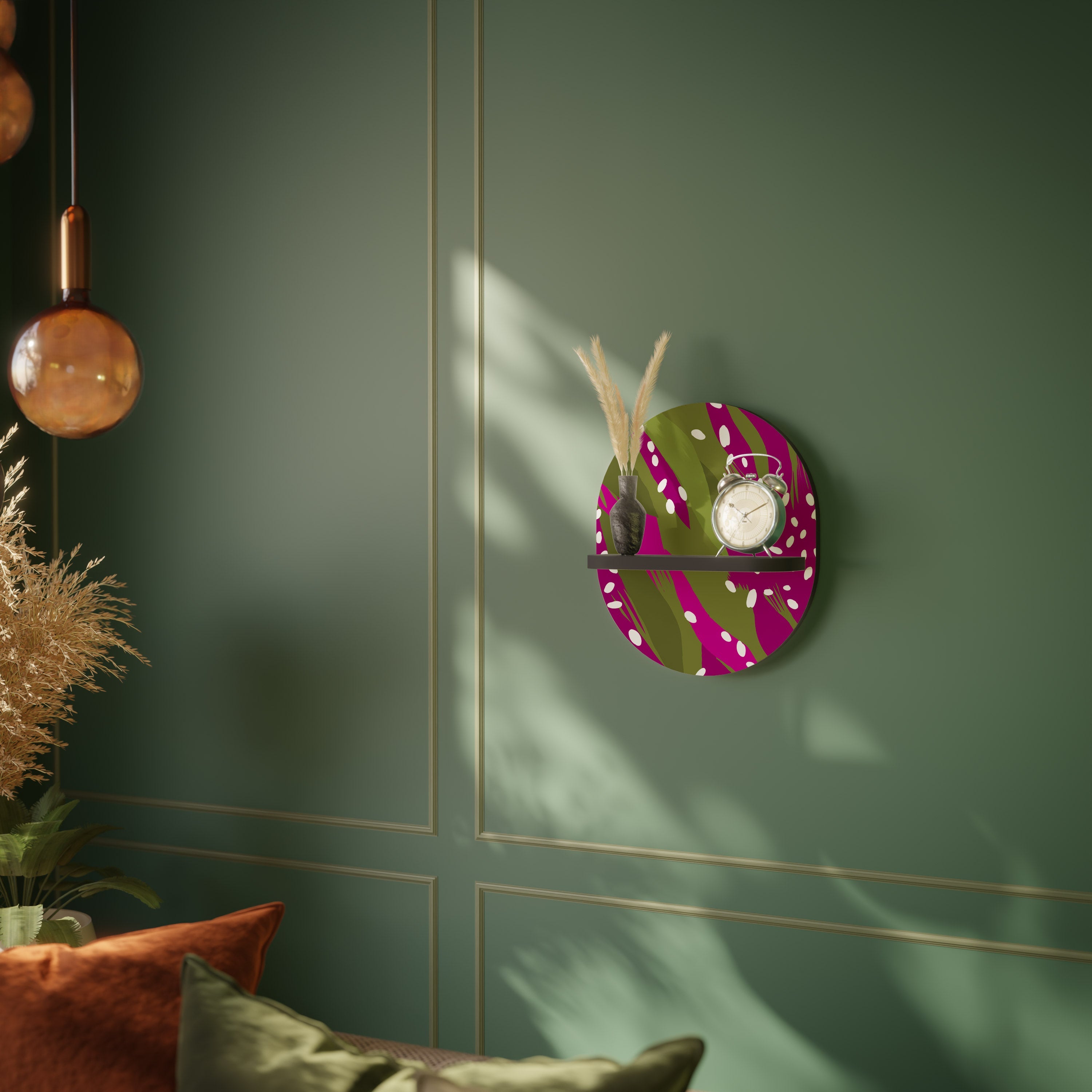 ENCHANTED TIGER Ovales Kunstregal in Schwarz