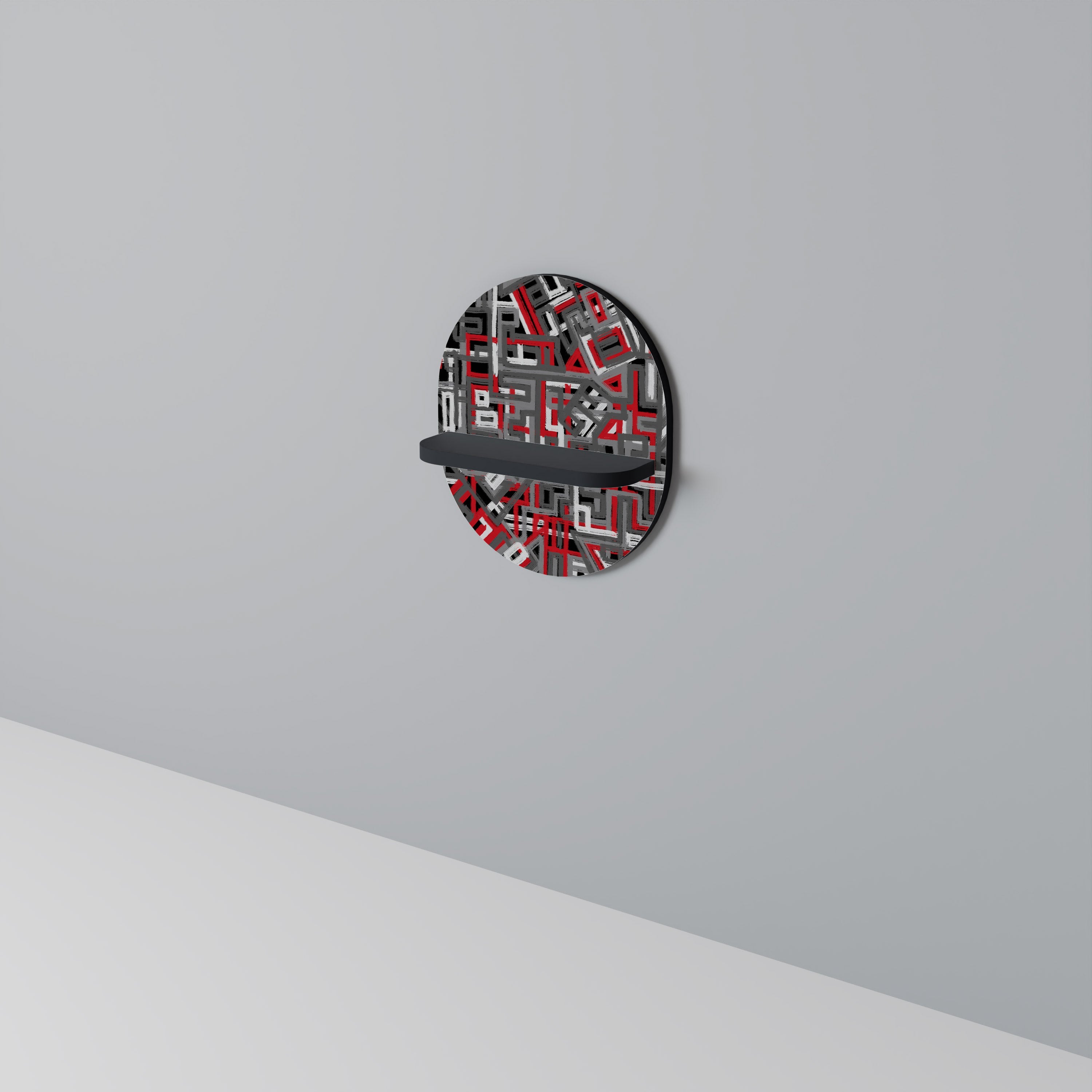 BROKEN LINES Ovales Kunstregal in Schwarz