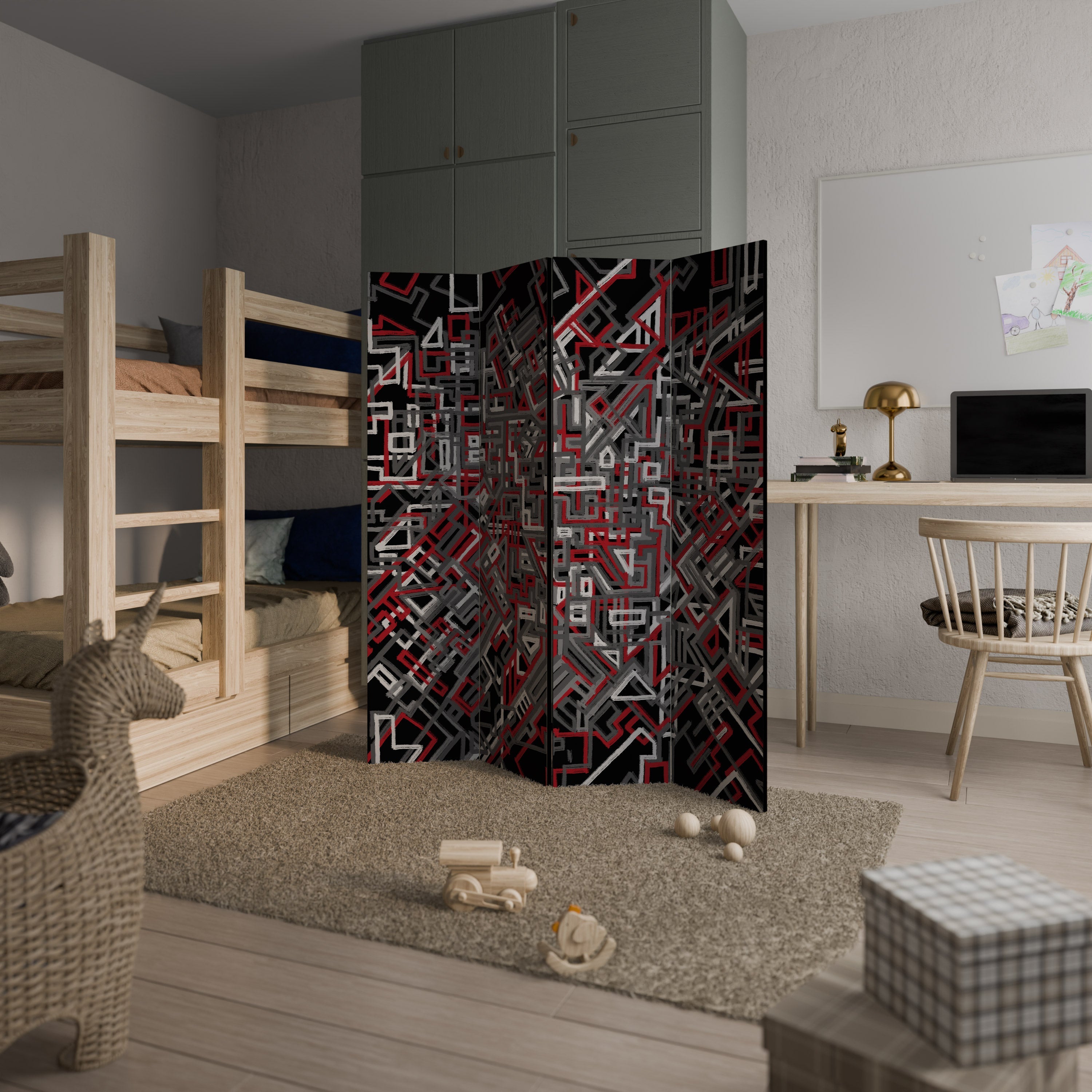 BROKEN LINES Dekorativer 4-teiliger Raumteiler