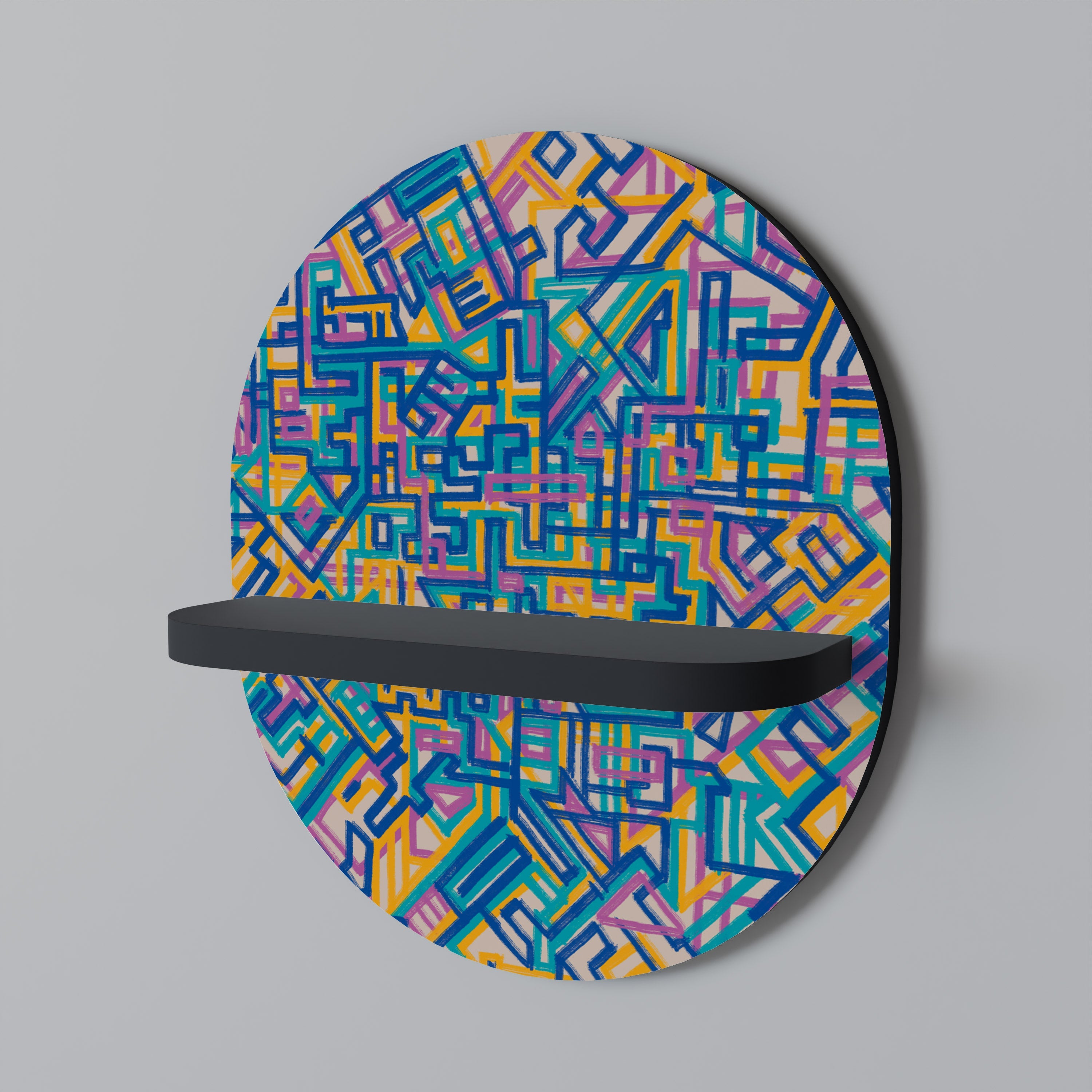 MEMORIES MAP Ovales Kunstregal in Schwarz