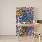 MEMORIES MAP Dekorativer Paravent - 3-teilig