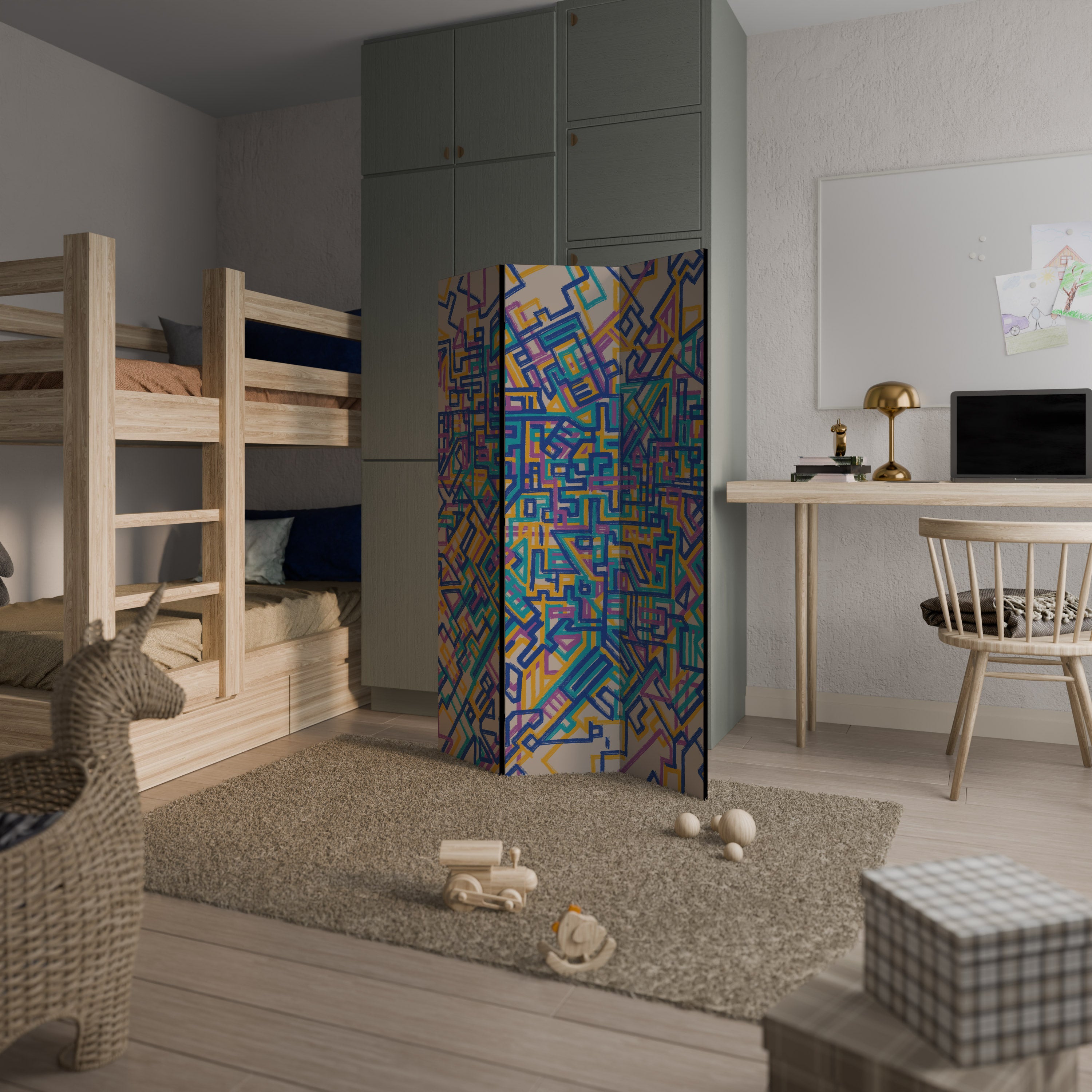 MEMORIES MAP 3-teiliger Paravent