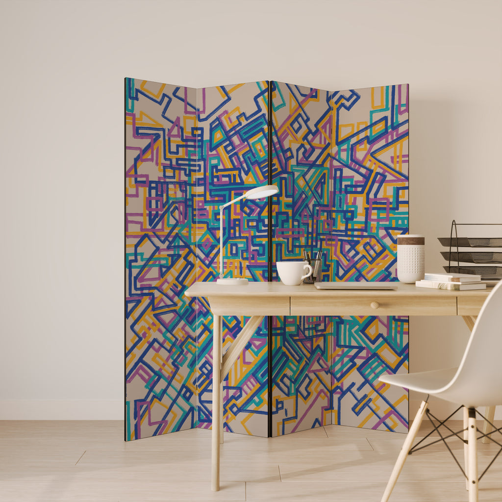 MEMORIES MAP 4-teiliger Paravent