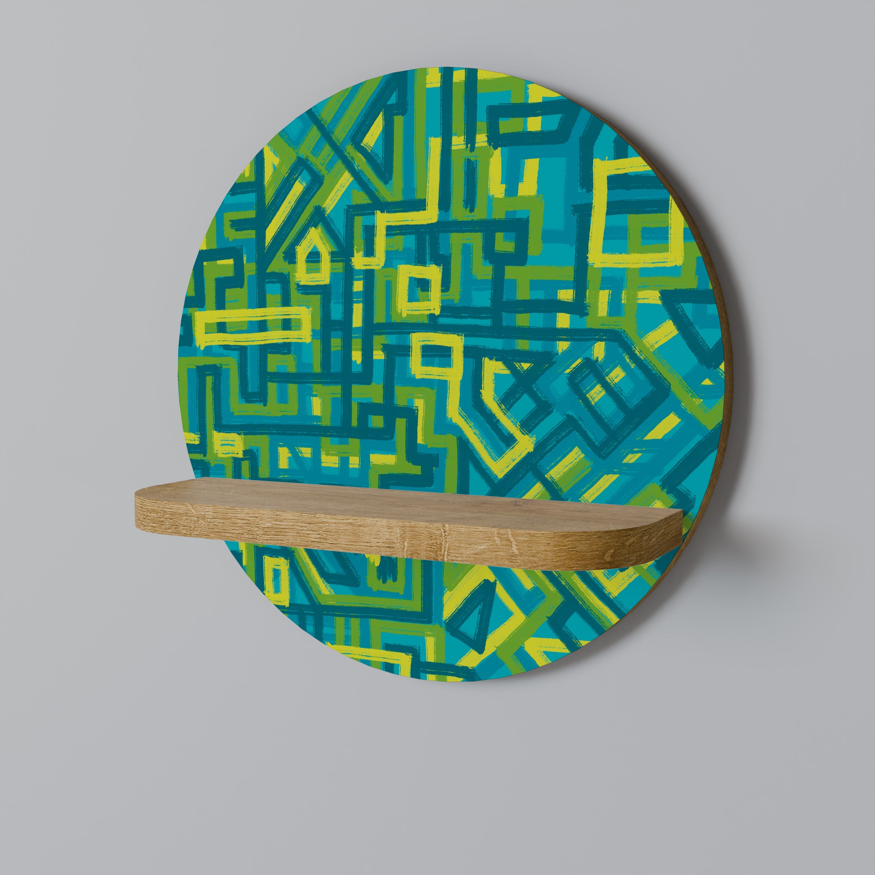 NOSTALGIC MEMORIES Round Art Shelf In Oak Effect