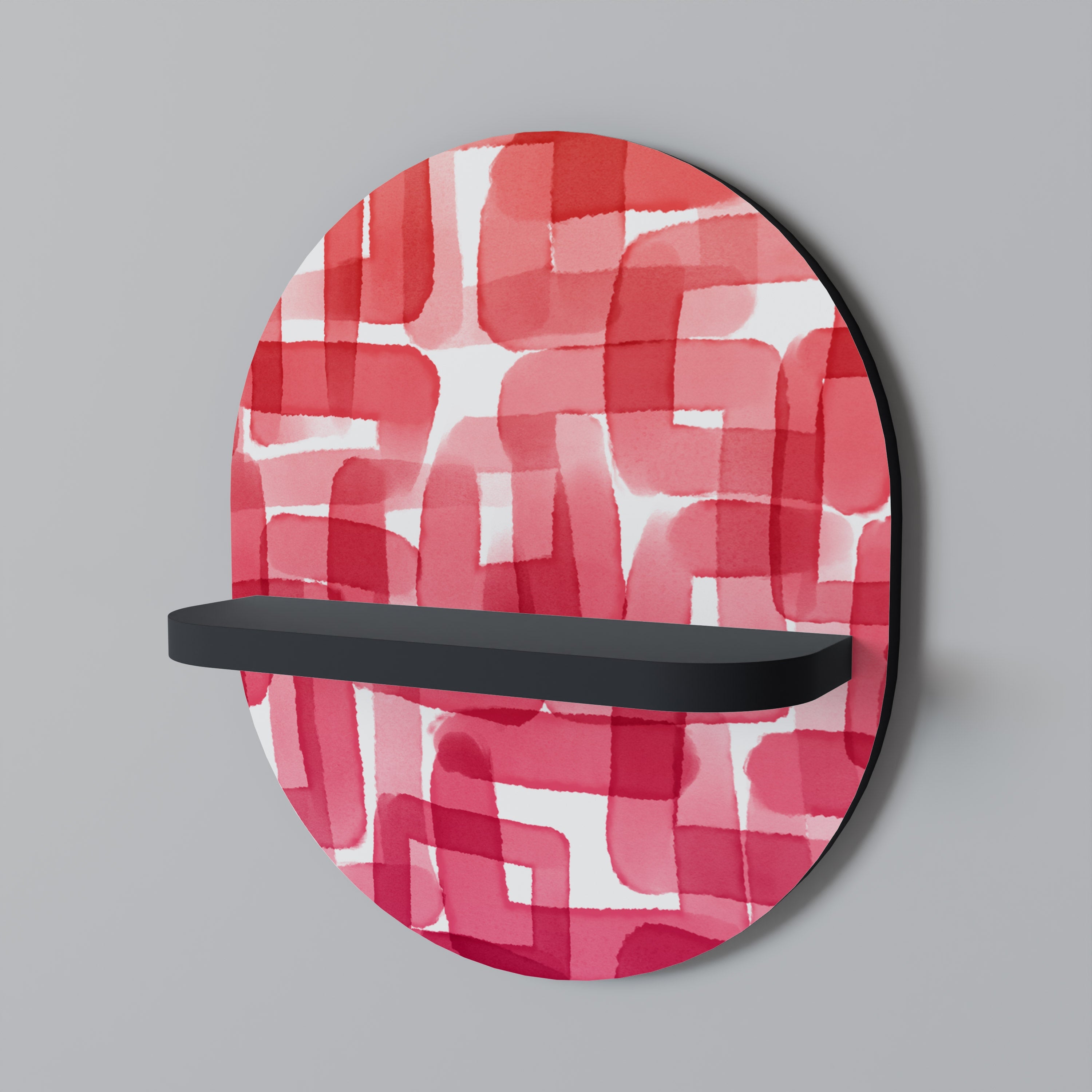 KALEIDOSCOPIC CUBISM Ovales Kunstregal in Schwarz