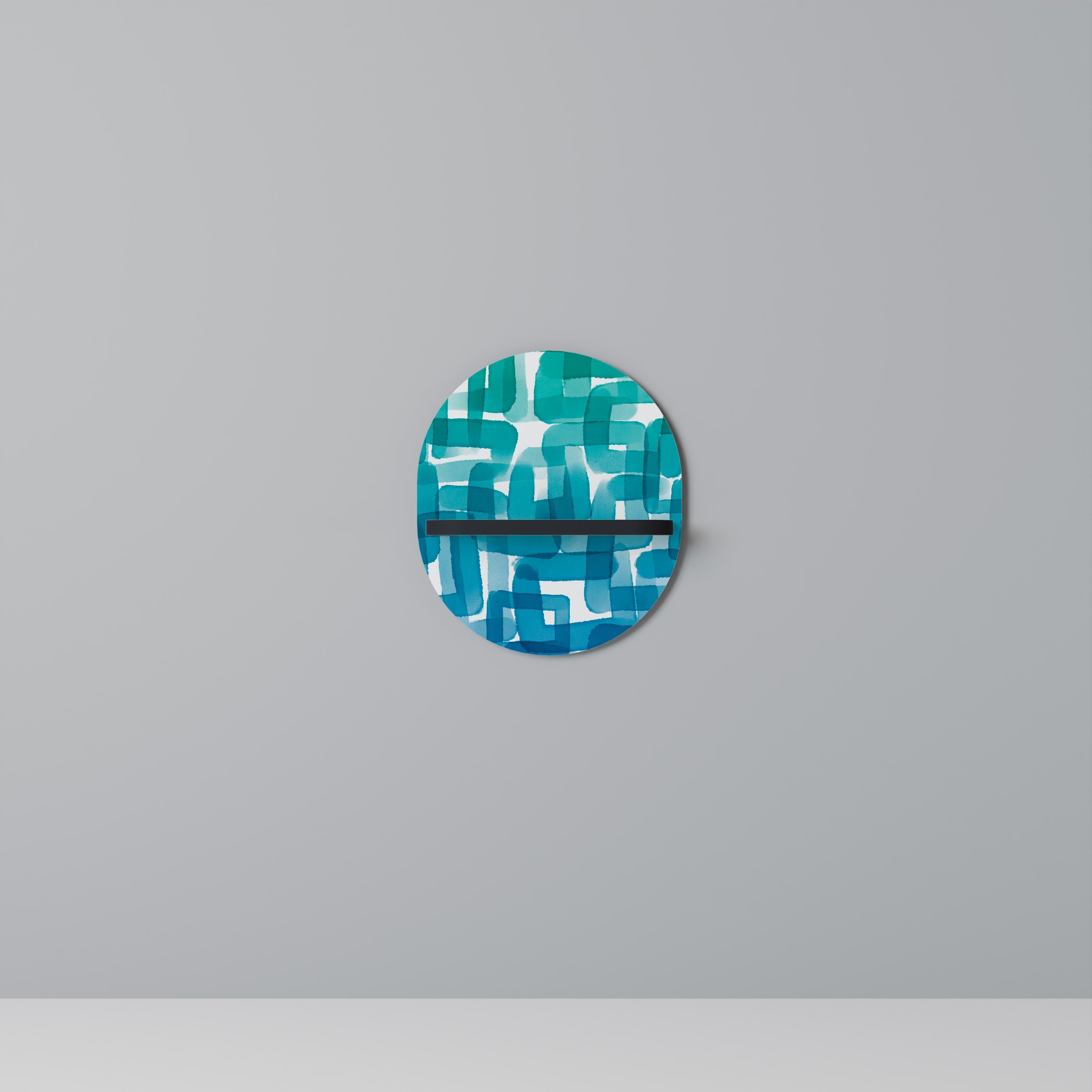 TURQUOISE RECTANGLES Ovales Kunstregal in Schwarz