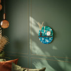 TURQUOISE RECTANGLES Ovales Kunstregal in Schwarz