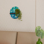 TURQUOISE RECTANGLES Ovales Kunstregal in Schwarz