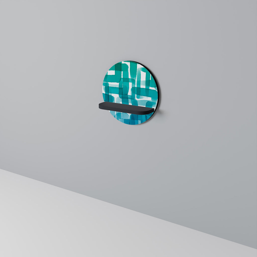 TURQUOISE RECTANGLES Rundes Kunstregal in schwarzer Ausführung