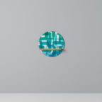 TURQUOISE RECTANGLES Round Art Shelf In Oak Effect