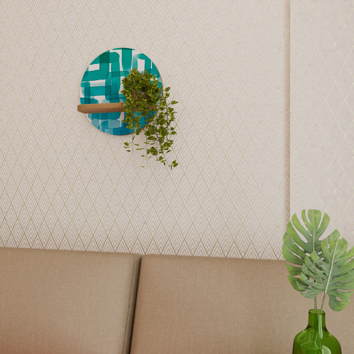 TURQUOISE RECTANGLES Dekoratives Wandregal