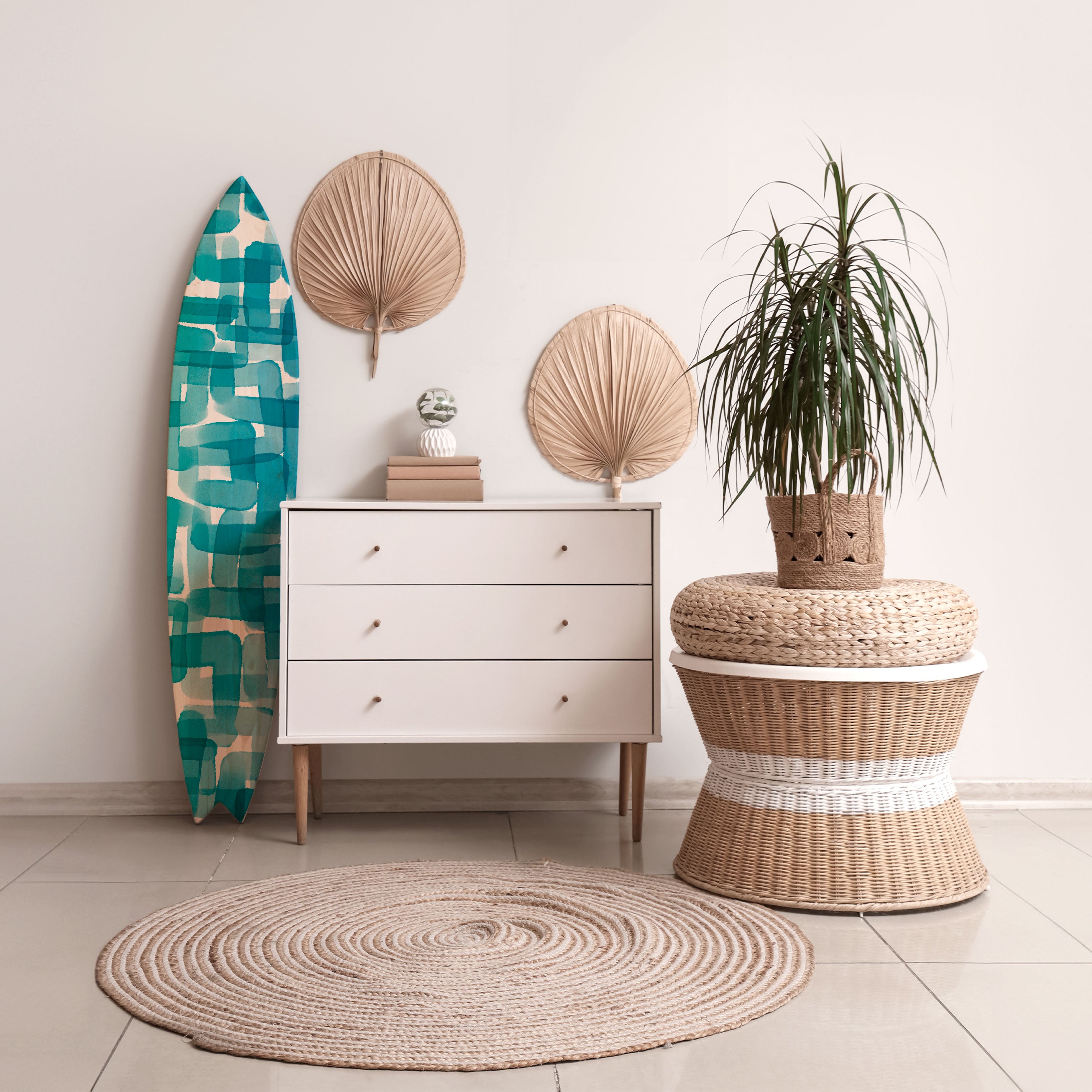TURQUOISE RECTANGLES Deko-Surfboard