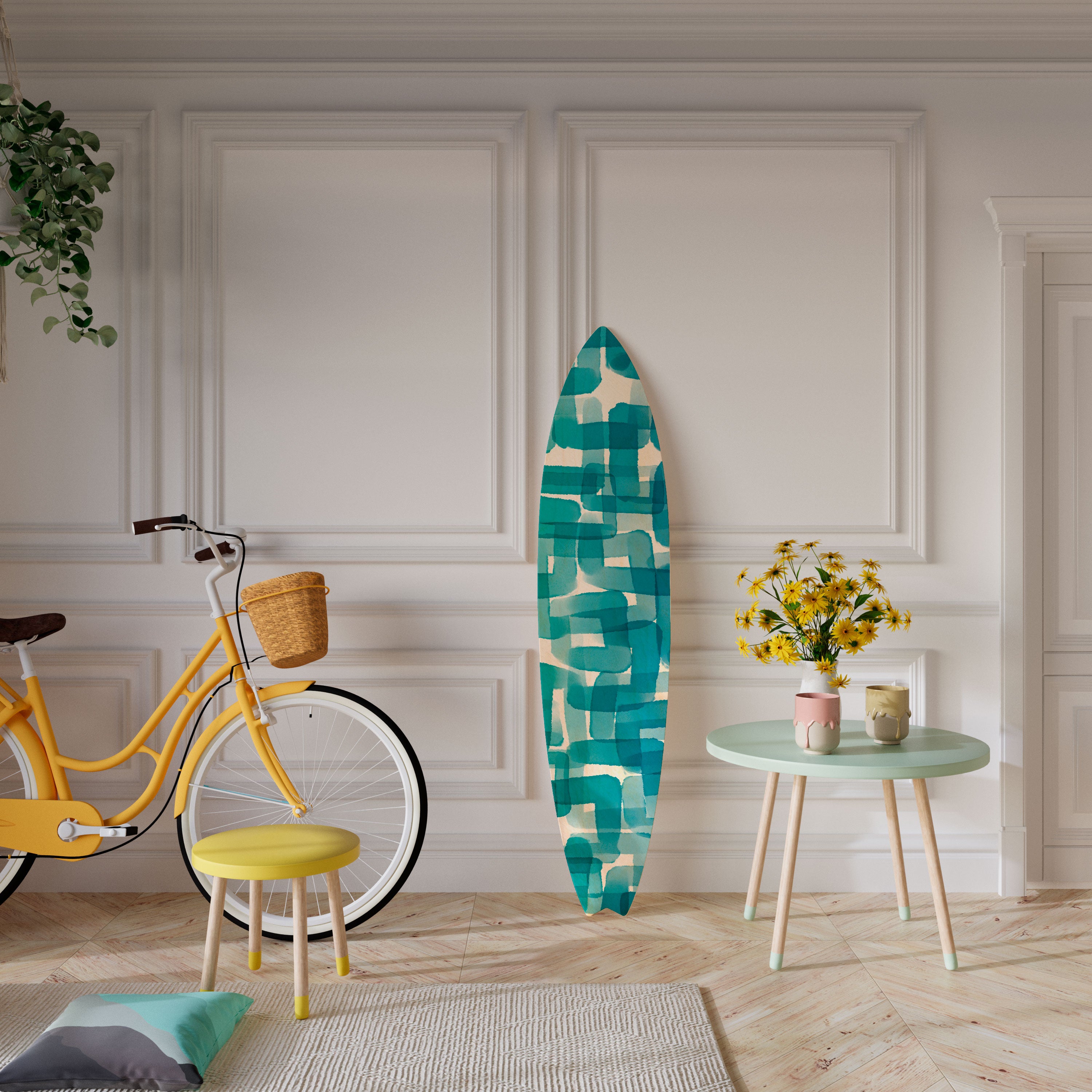 TURQUOISE RECTANGLES Deko-Surfboard