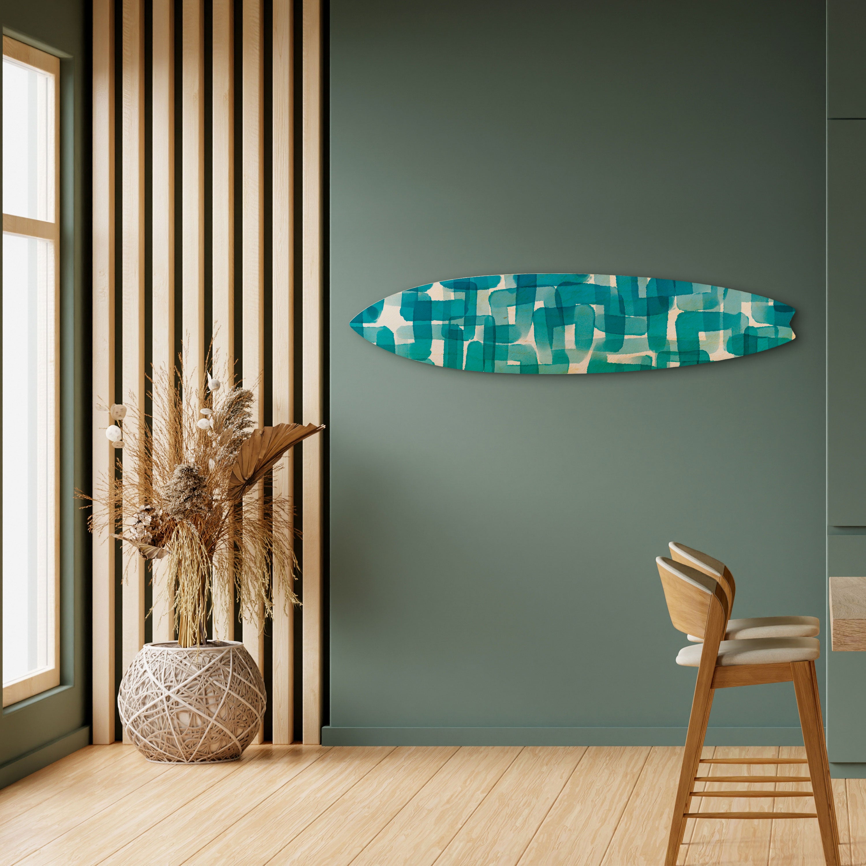 TURQUOISE RECTANGLES Deko-Surfboard