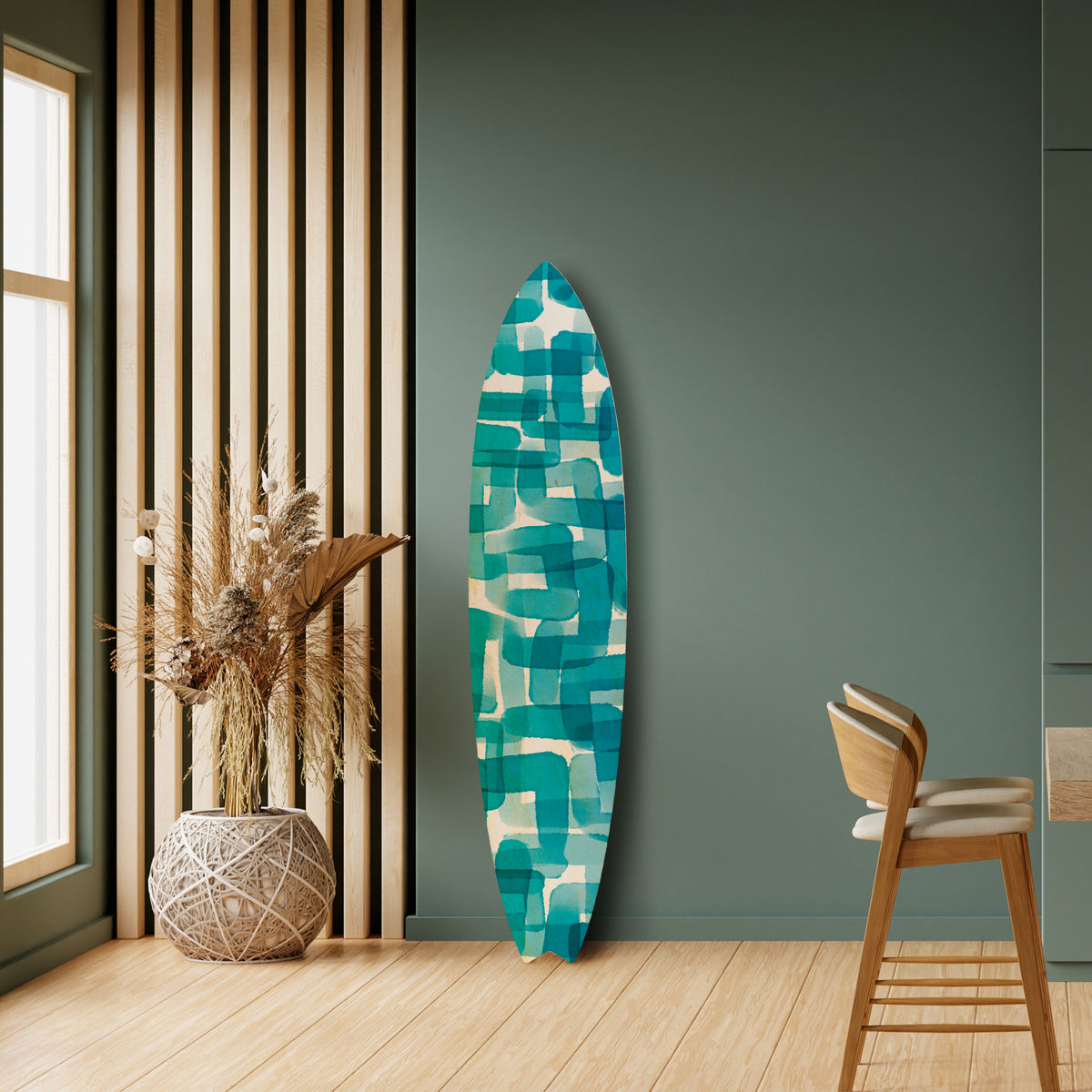 TURQUOISE RECTANGLES Deko-Surfboard