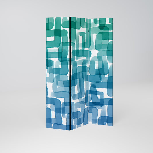 TURQUOISE RECTANGLES 3-teiliger Paravent