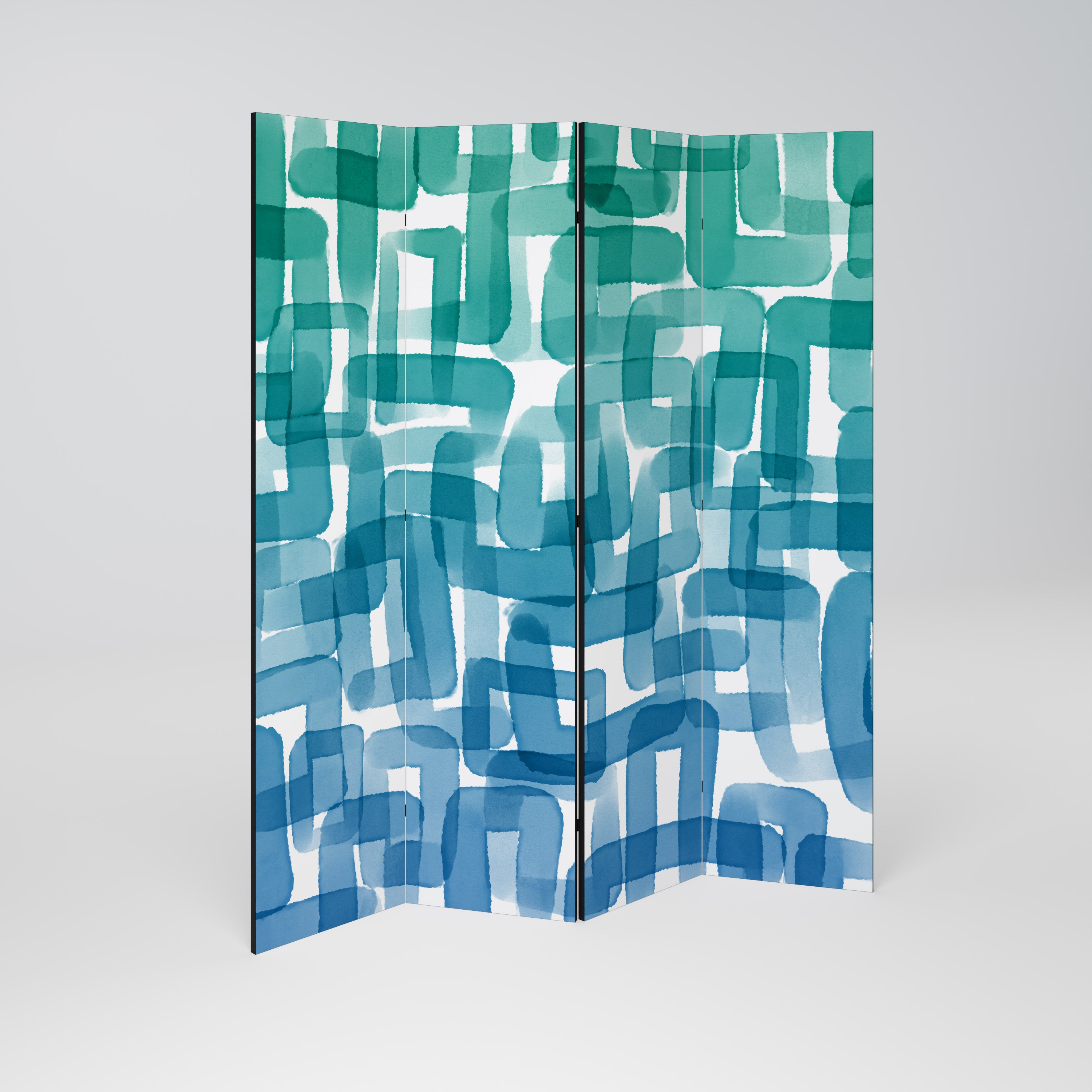 TURQUOISE RECTANGLES 4-teiliger Paravent