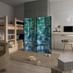 TURQUOISE RECTANGLES Dekorativer Paravent - 4-teilig