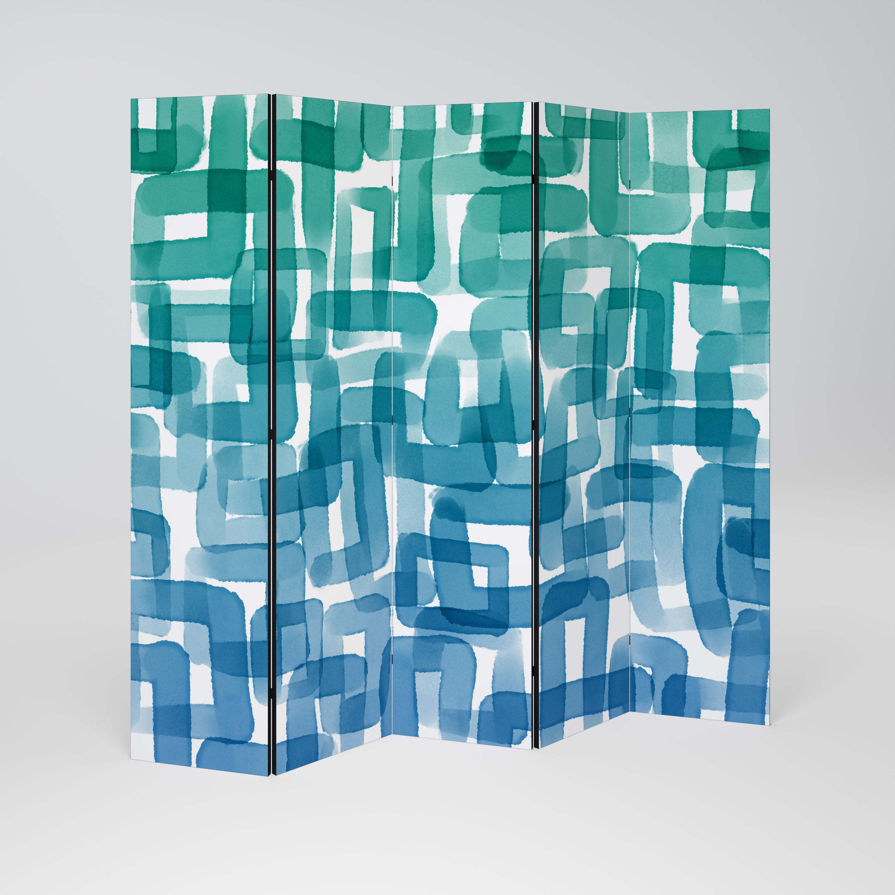 TURQUOISE RECTANGLES 5-teiliger Paravent