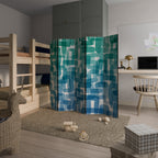 TURQUOISE RECTANGLES Dekorativer Paravent - 5-teilig