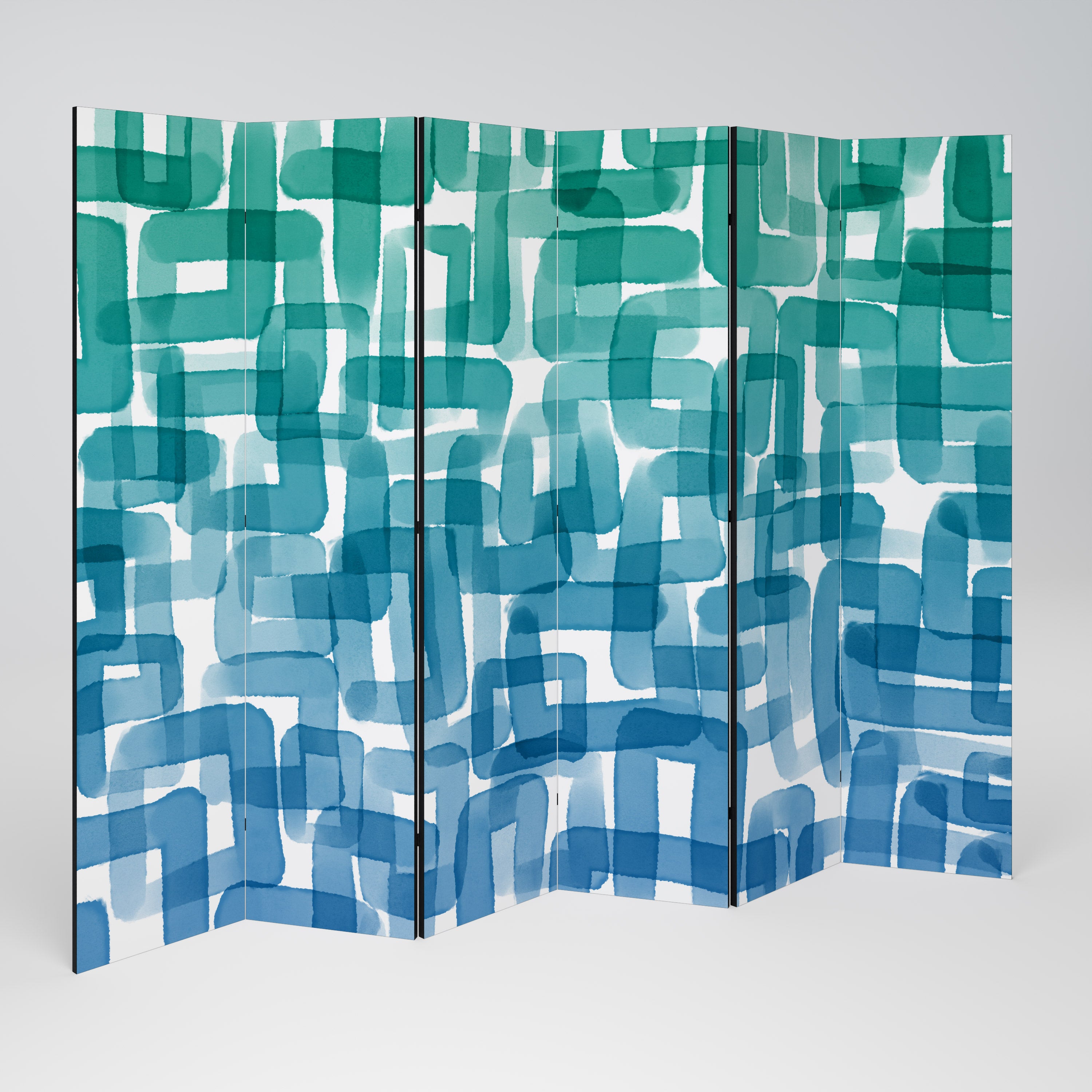 TURQUOISE RECTANGLES 6-teiliger Paravent