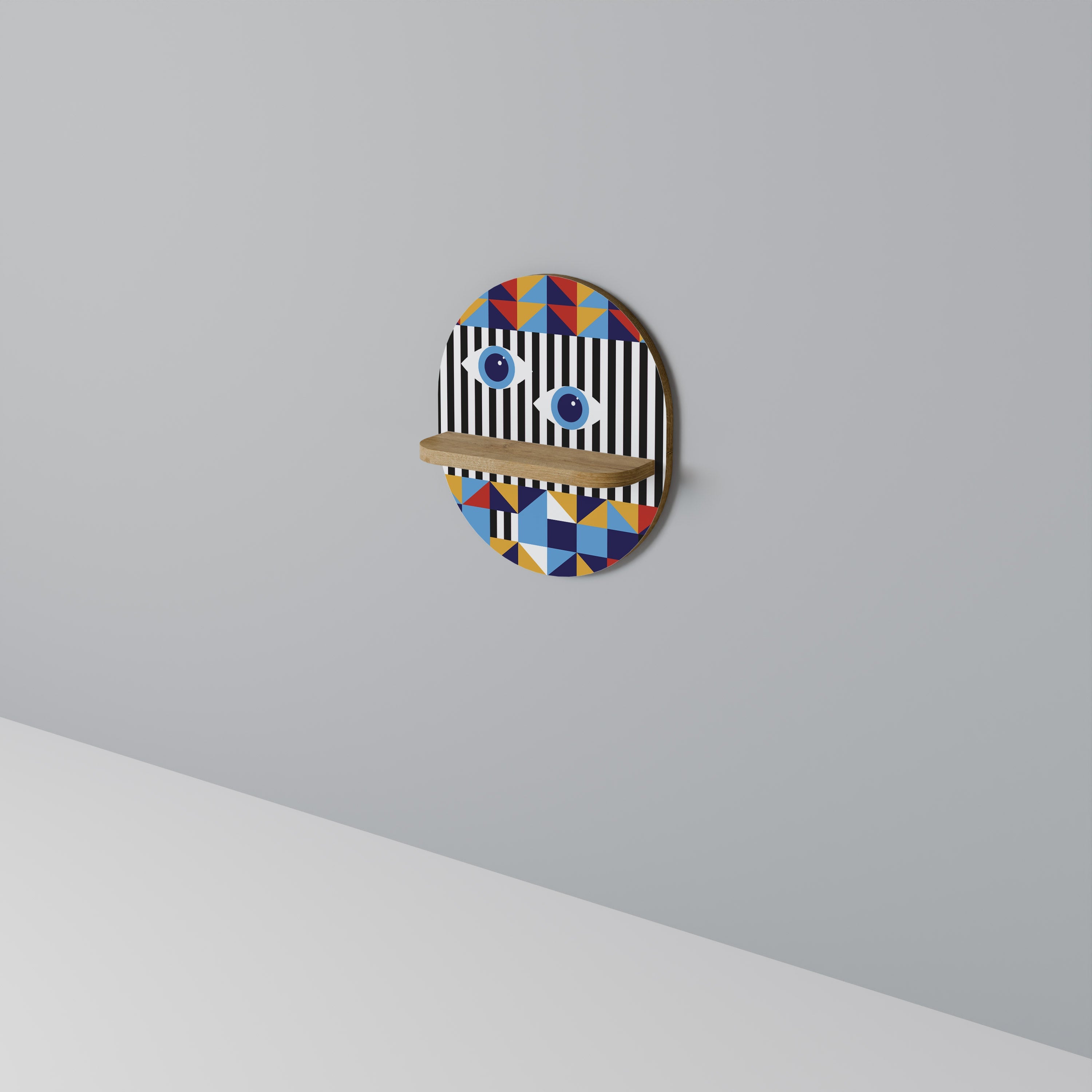 ABSTRACTION AND GEOMETRY Oval Art Shelf In Oak Effect