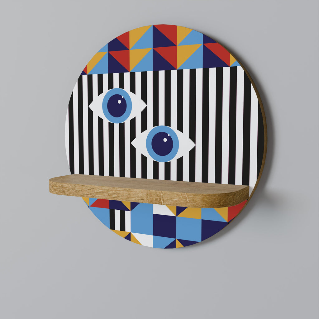 ABSTRACTION AND GEOMETRY Round Art Shelf In Oak Effect