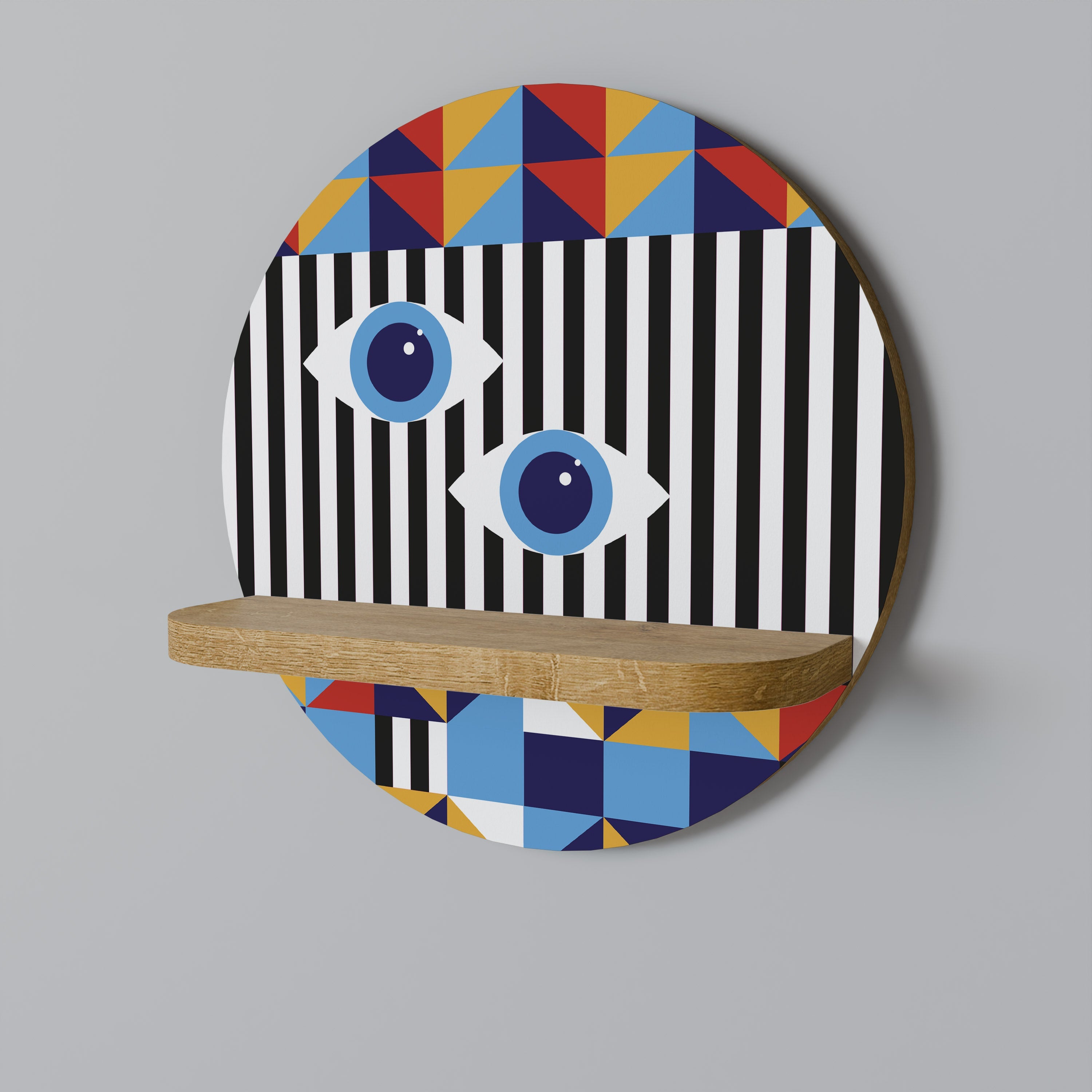ABSTRACTION AND GEOMETRY Round Art Shelf In Oak Effect