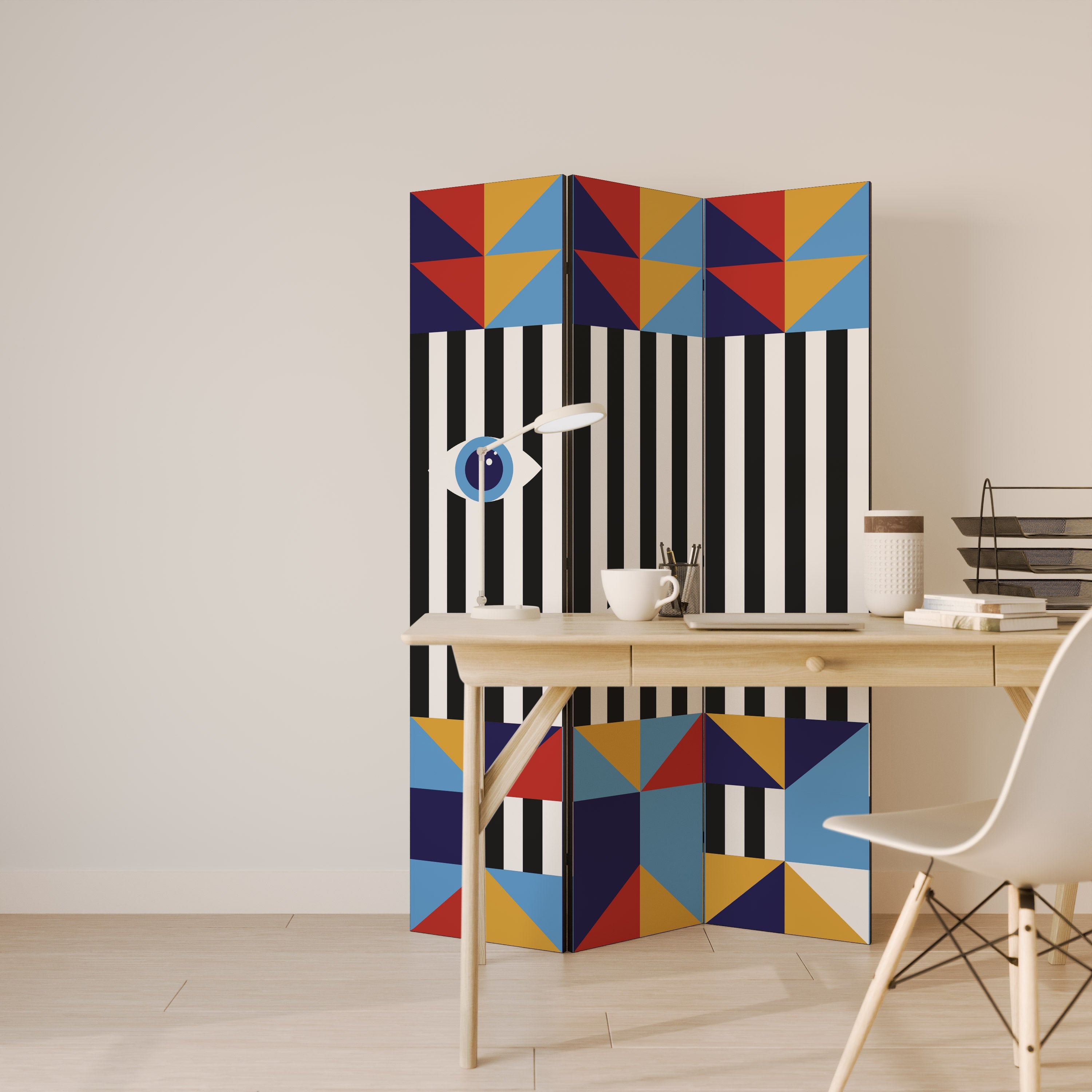 ABSTRACTION AND GEOMETRY Decorative 3-Panel Room Divider
