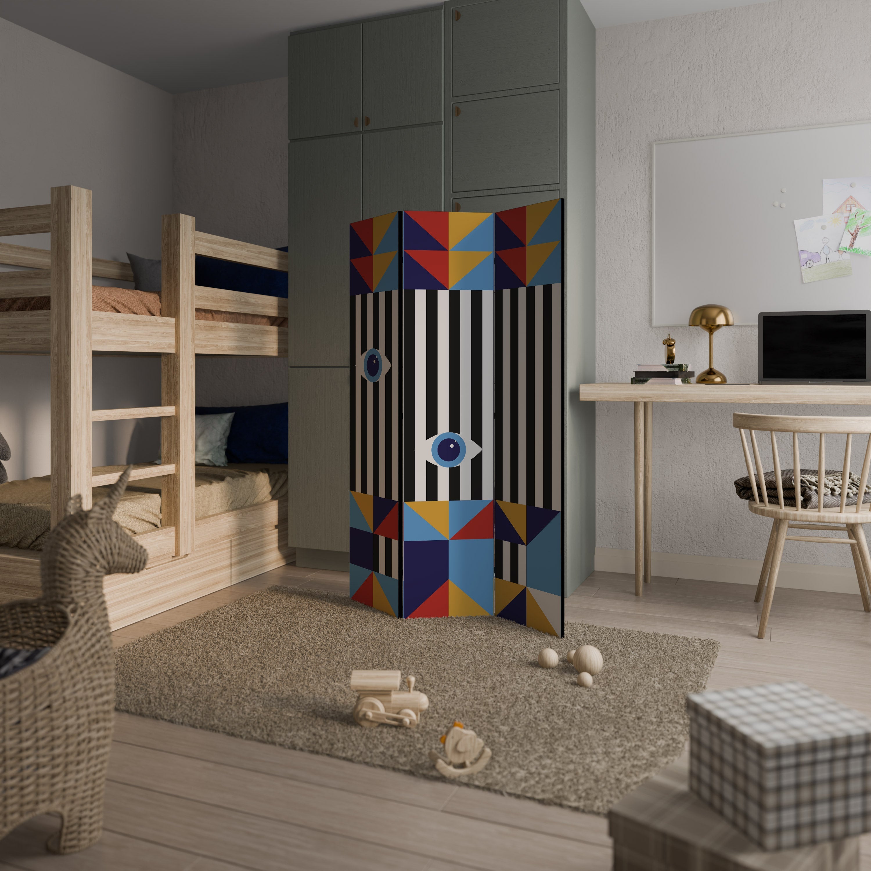 ABSTRACTION AND GEOMETRY Decorative 3-Panel Room Divider