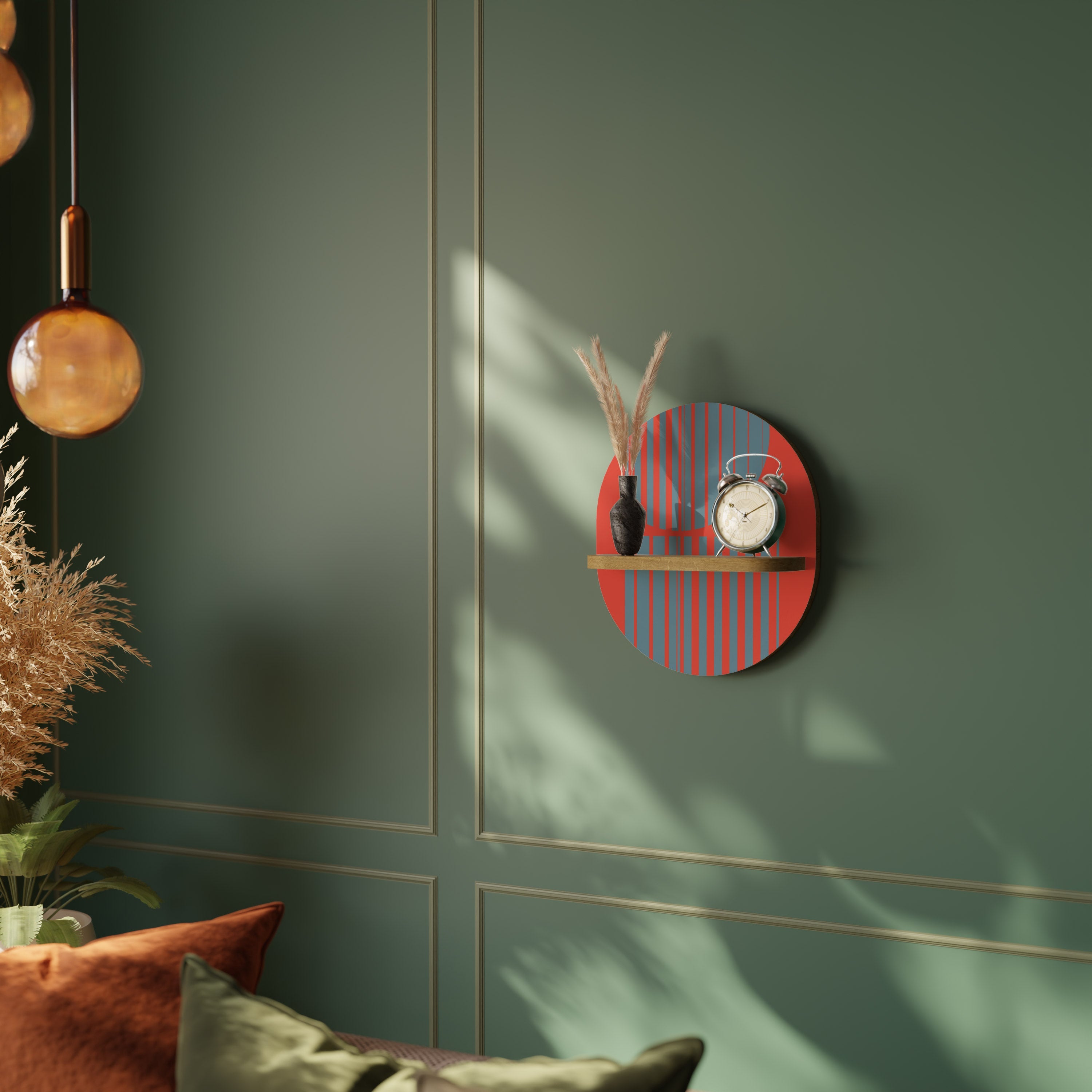 RISING GEOMETRY STARS Ovales Kunstregal in Eichenoptik
