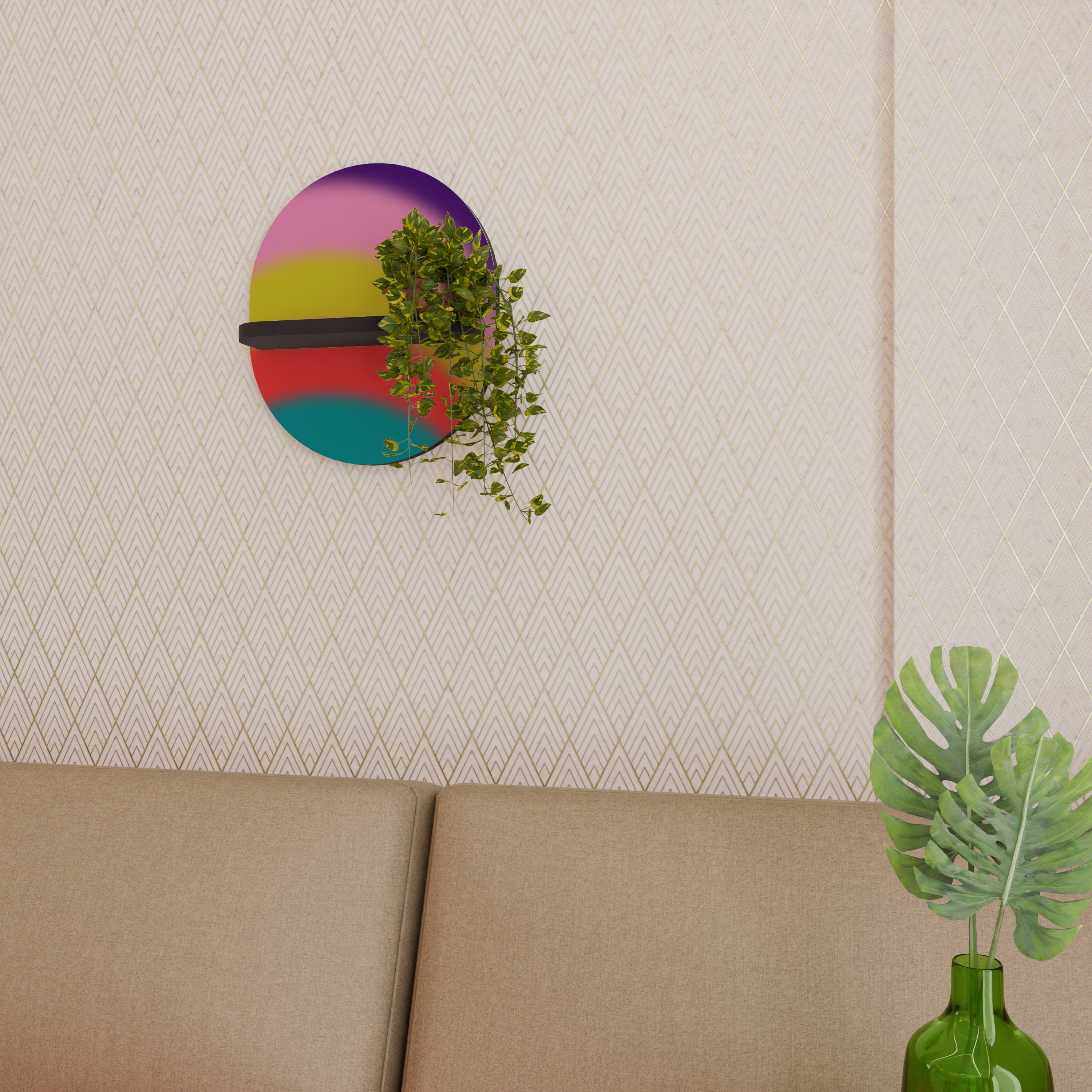 RAINBOW TIME Ovales Kunstregal in Schwarz