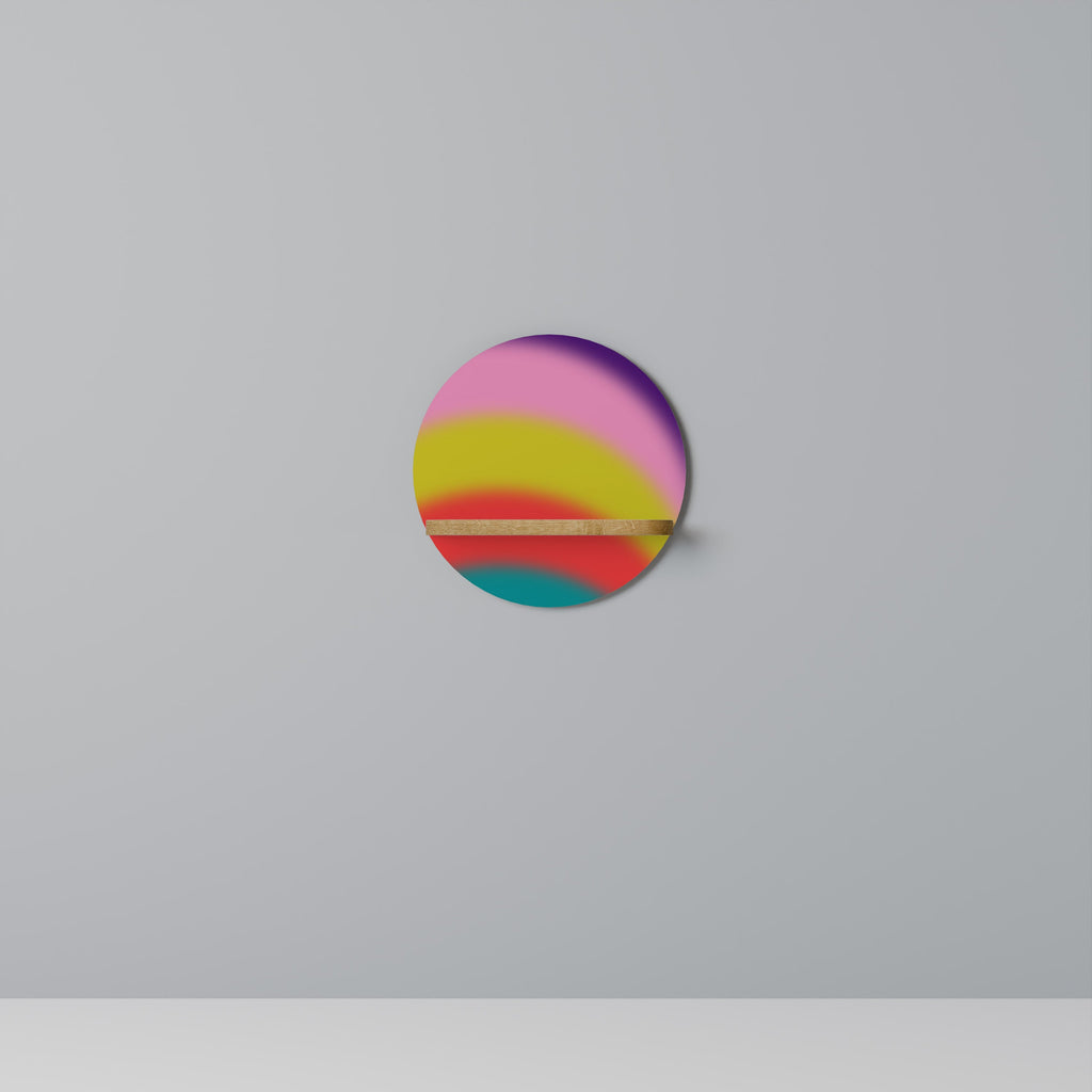 RAINBOW TIME Round Art Shelf In Oak Effect