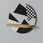 GEMOETRIC MONOCHROME Round Art Shelf In Oak Effect
