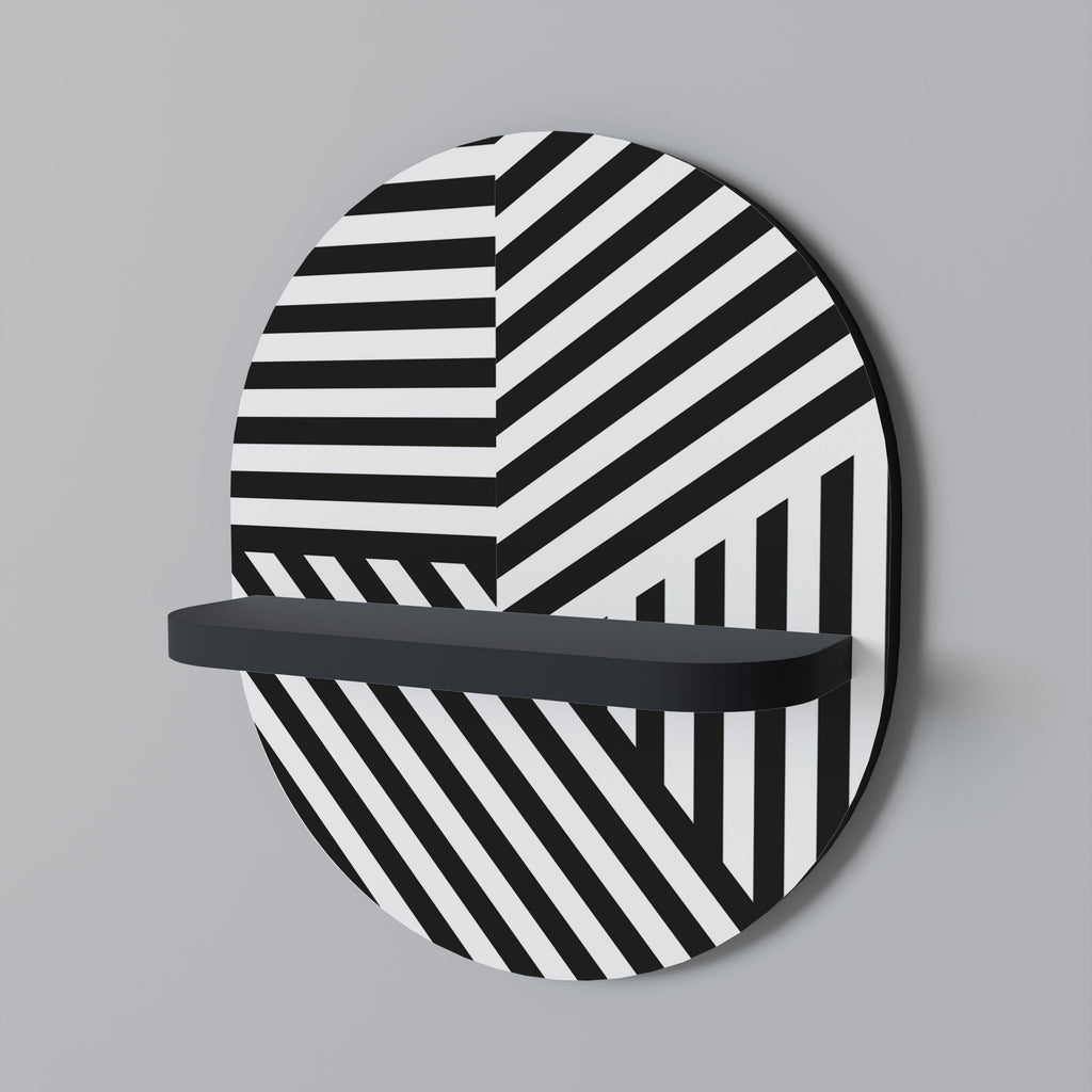 LATTICE LINES Oval Art Shelf In Black Finish