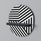 LATTICE LINES Oval Art Shelf In Black Finish