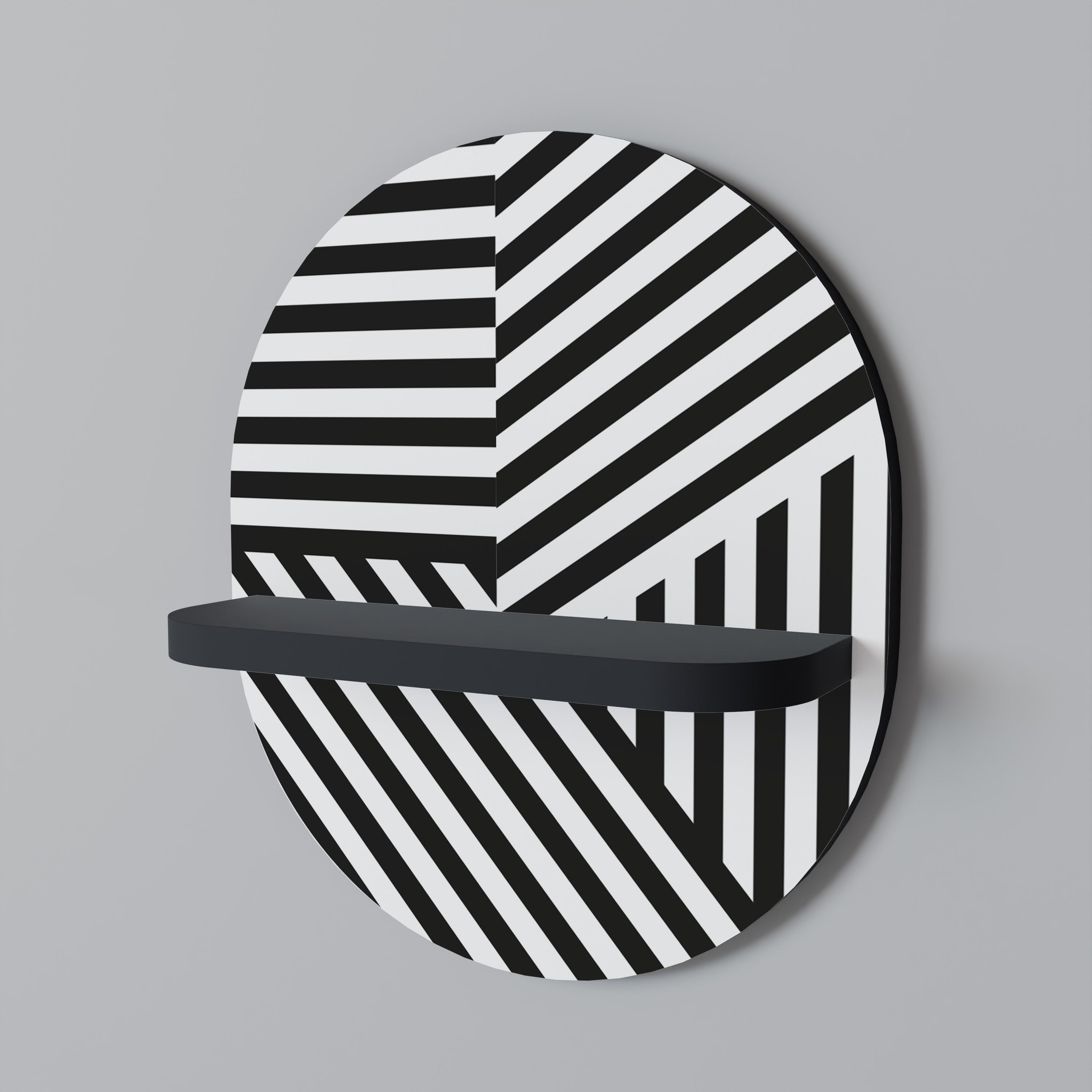 LATTICE LINES Ovales Kunstregal in Schwarz