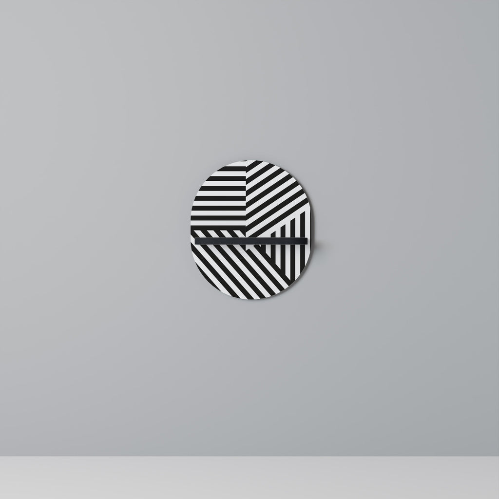 LATTICE LINES Oval Art Shelf In Black Finish