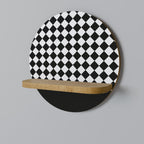 GRID GEOMETRY Round Art Shelf In Oak Effect