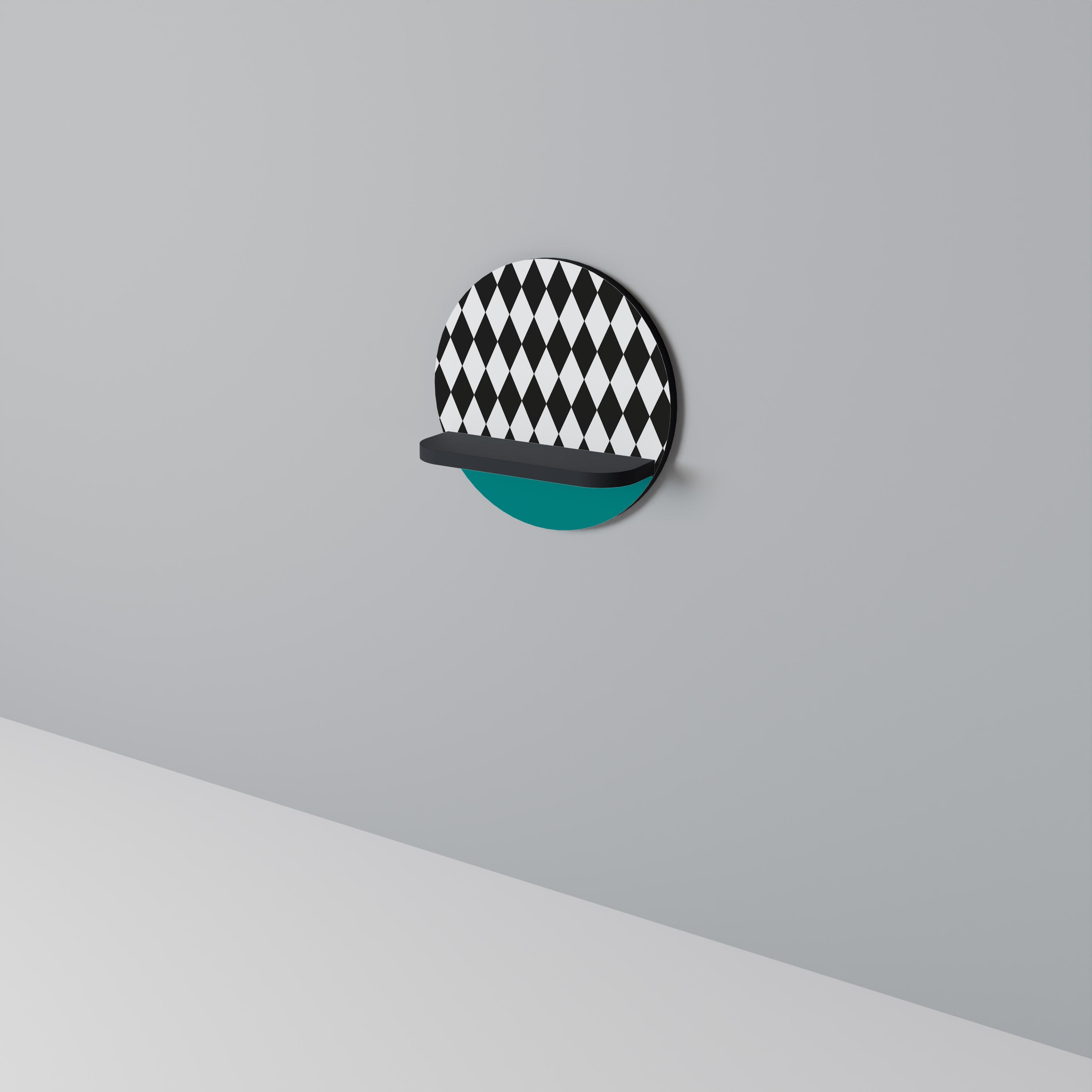 ANGULAR AESTHETIC Round Art Shelf In Black Finish