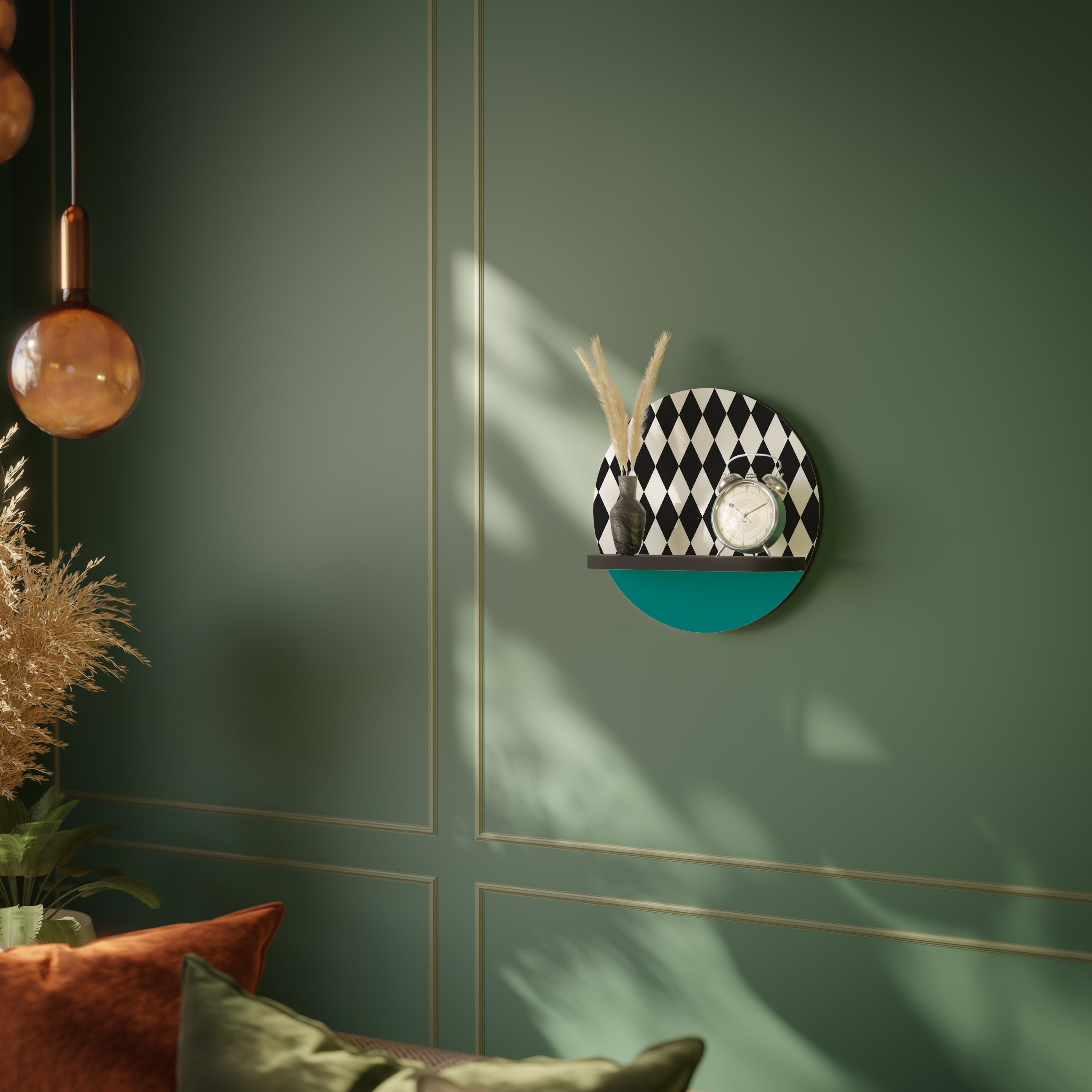 ANGULAR AESTHETIC Round Art Shelf In Black Finish