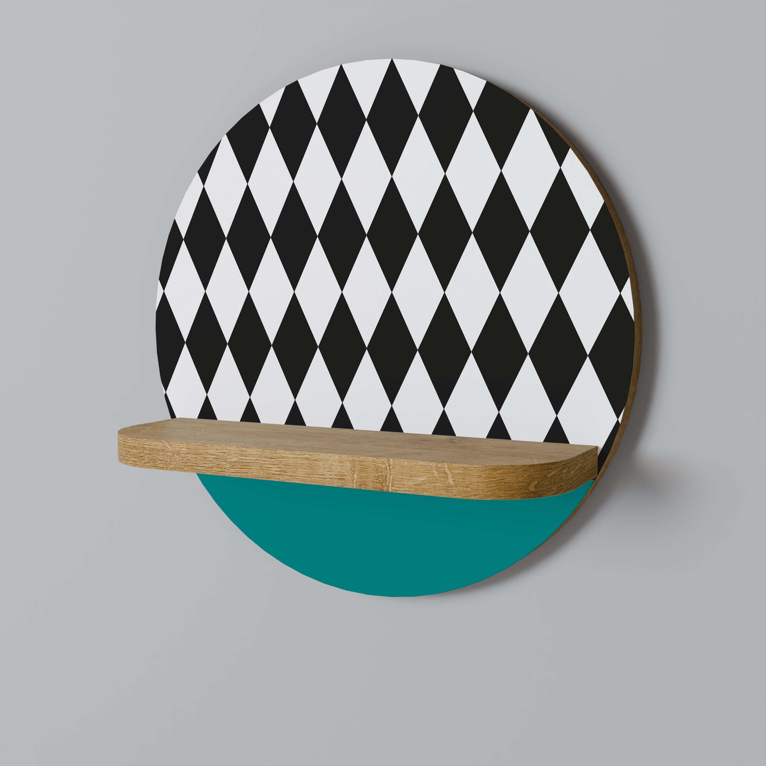 ANGULAR AESTHETIC Round Art Shelf In Oak Effect