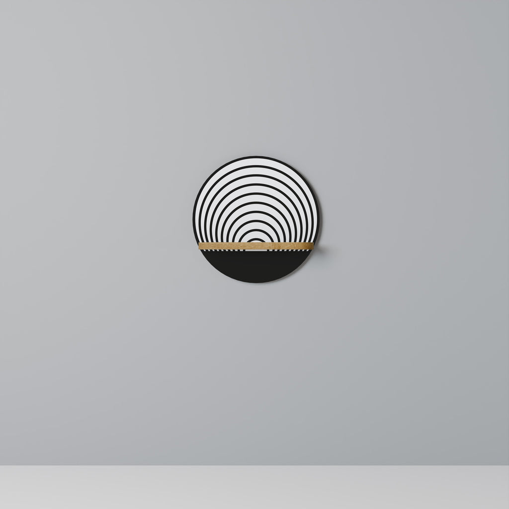 WHISPERING ROUNDS Rundes Kunstregal in Eiche-Optik