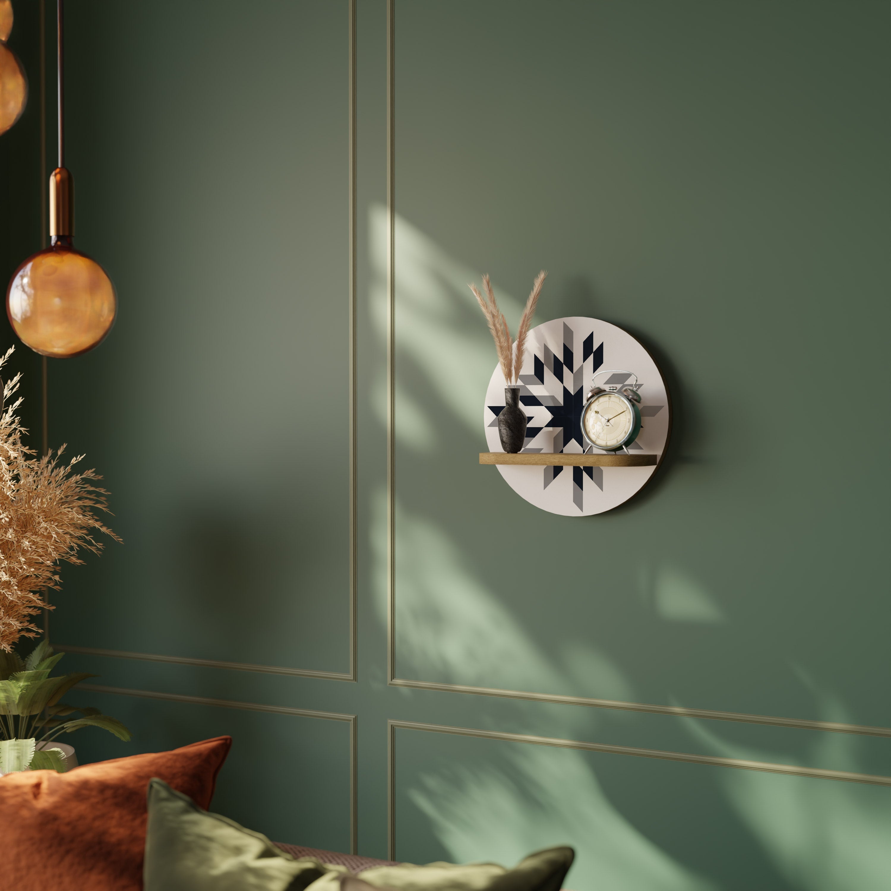 MOONLIT MOSAIC Rundes Kunstregal in Eiche-Optik