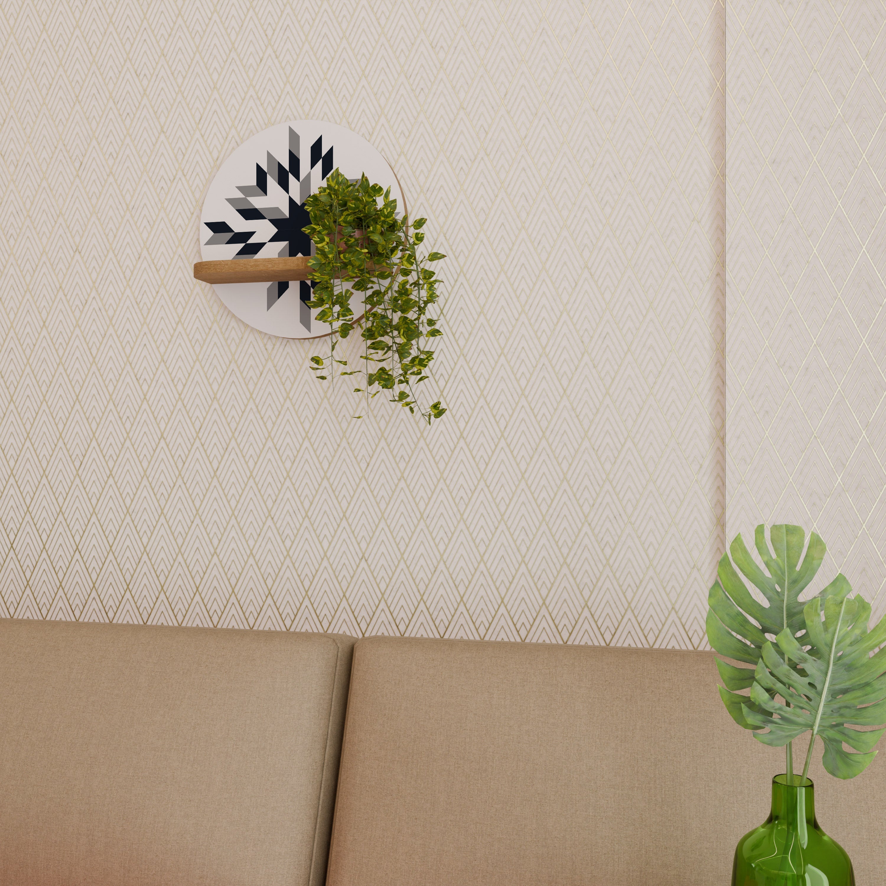 MOONLIT MOSAIC Rundes Kunstregal in Eiche-Optik